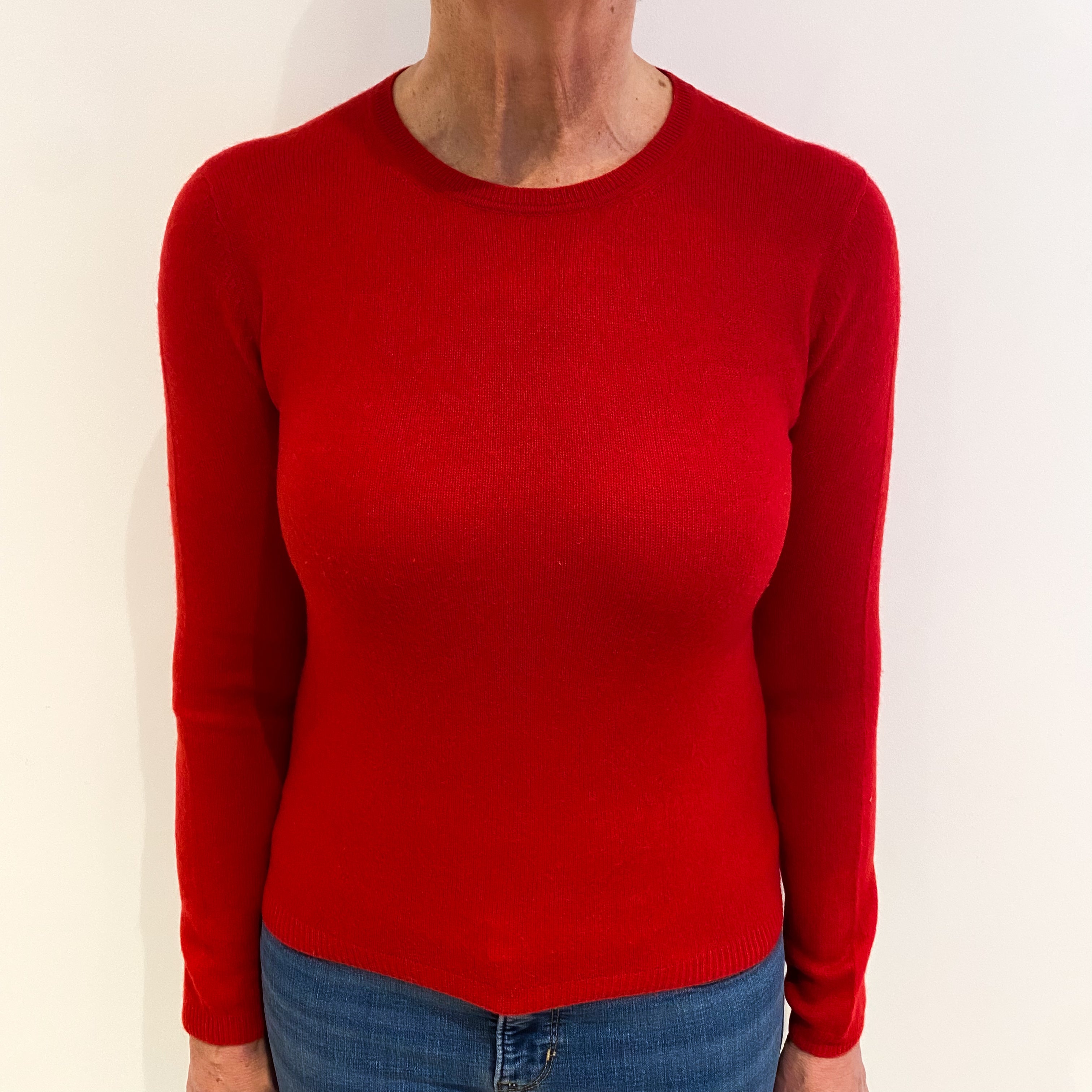 Scarlet Red Cashmere Crew Neck Jumper Medium