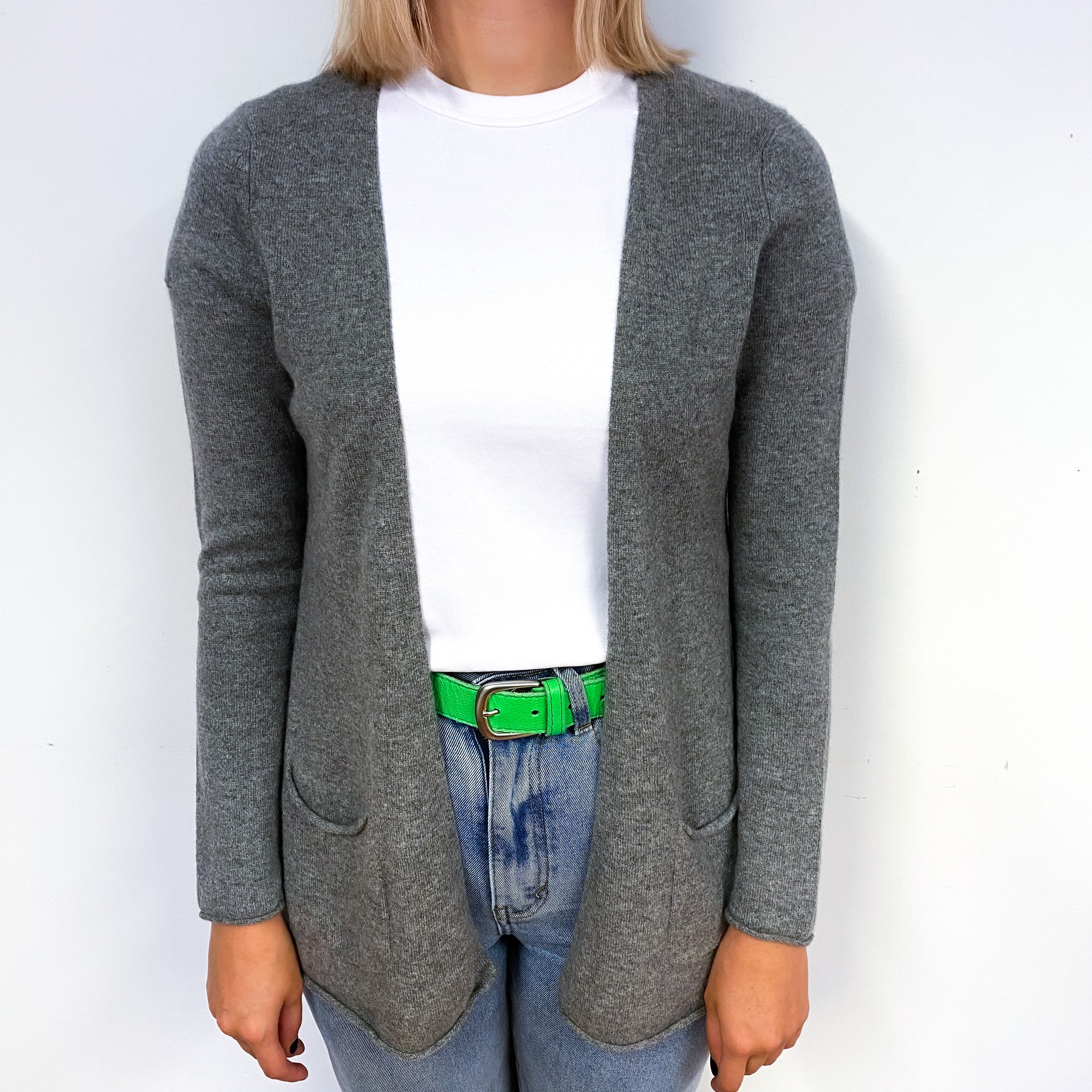 Steel Grey Cashmere Edge to Edge Cardigan Small