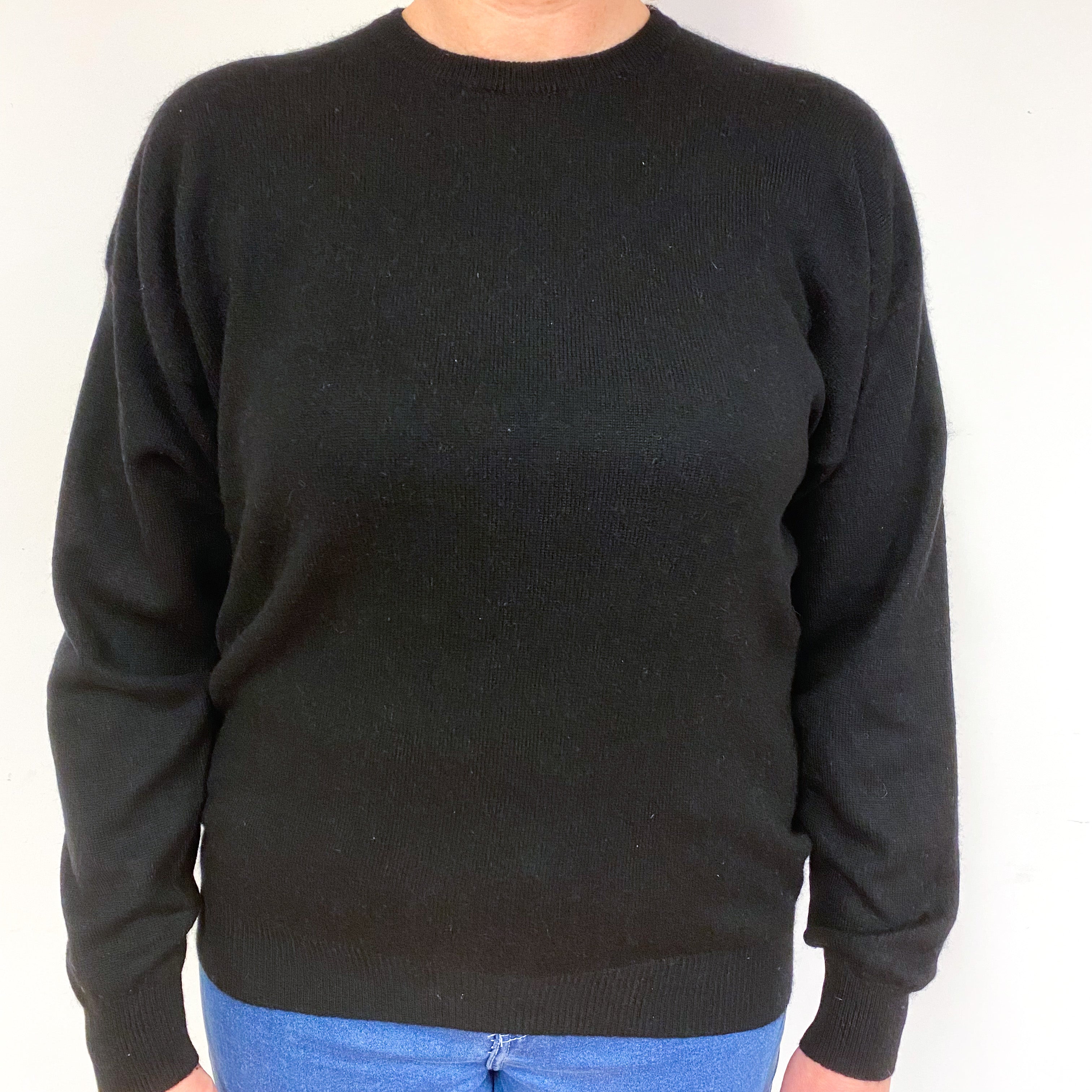 Black Cashmere Crew Neck Jumper Large
