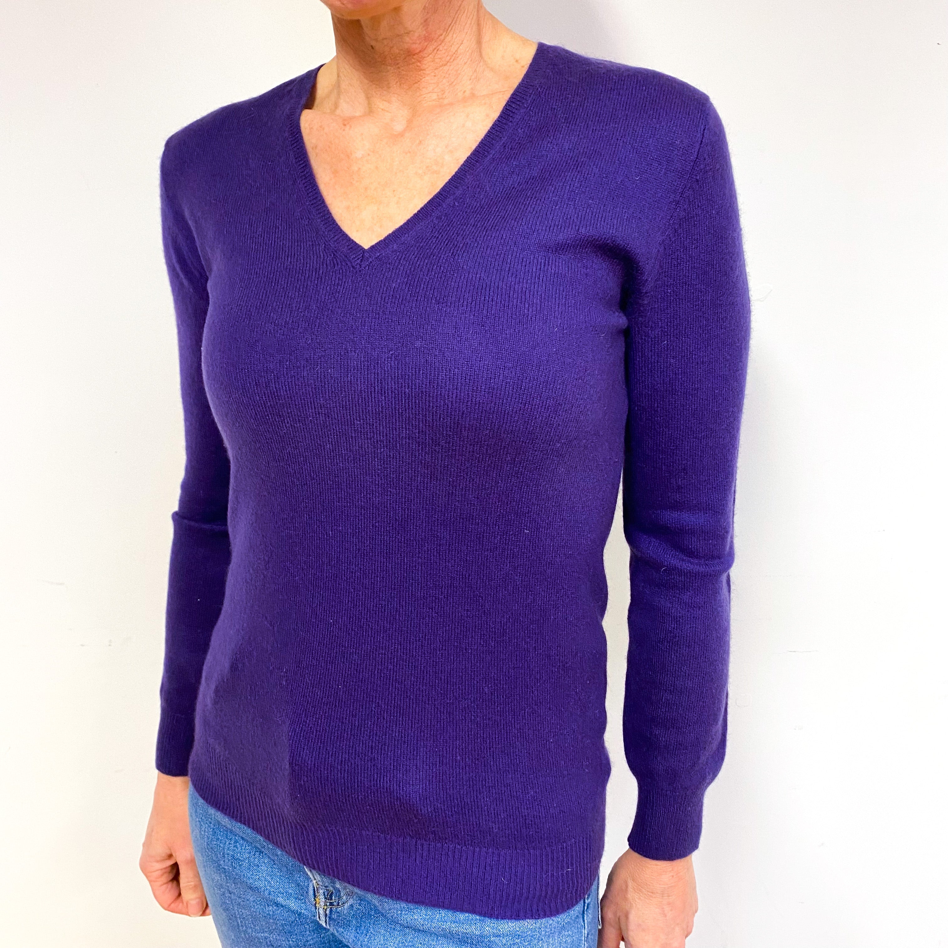 Iris Purple Cashmere V-Neck Jumper Medium