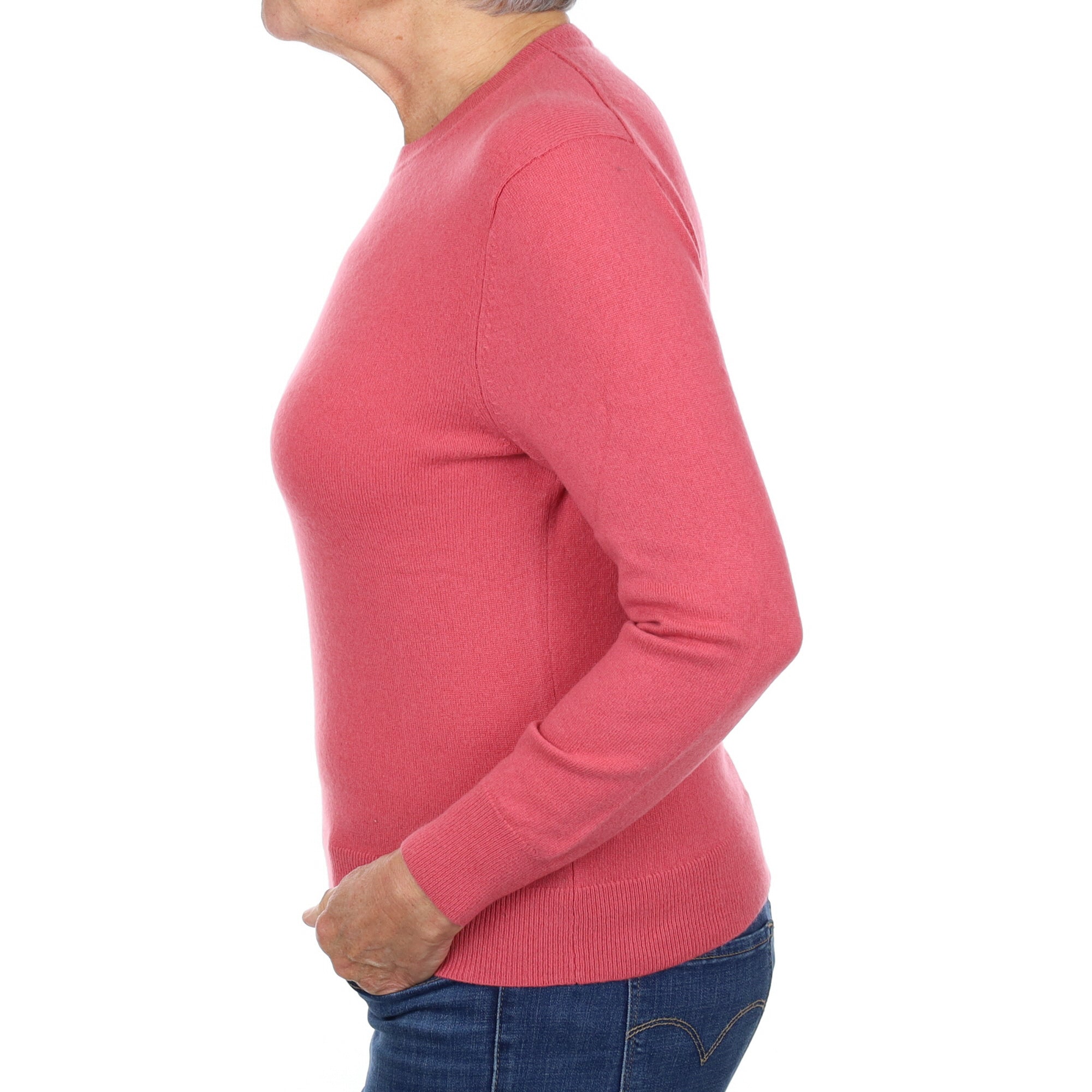 Loganberry Pink Cashmere Crew Neck Jumper Medium