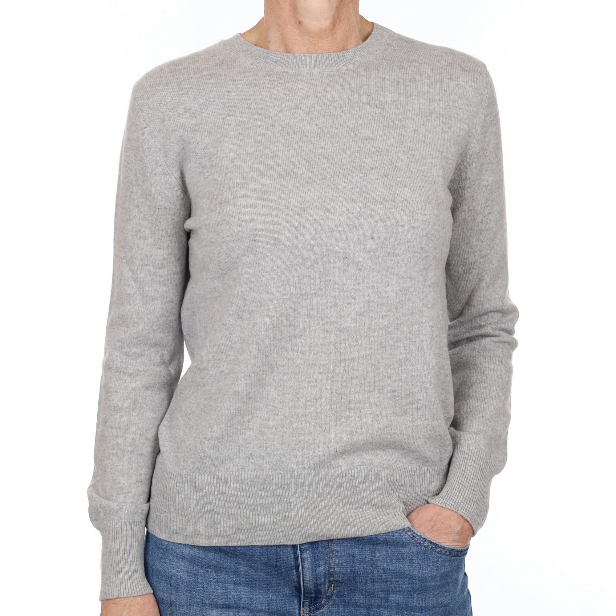 Mist Grey Cashmere Crew Neck Jumper Small