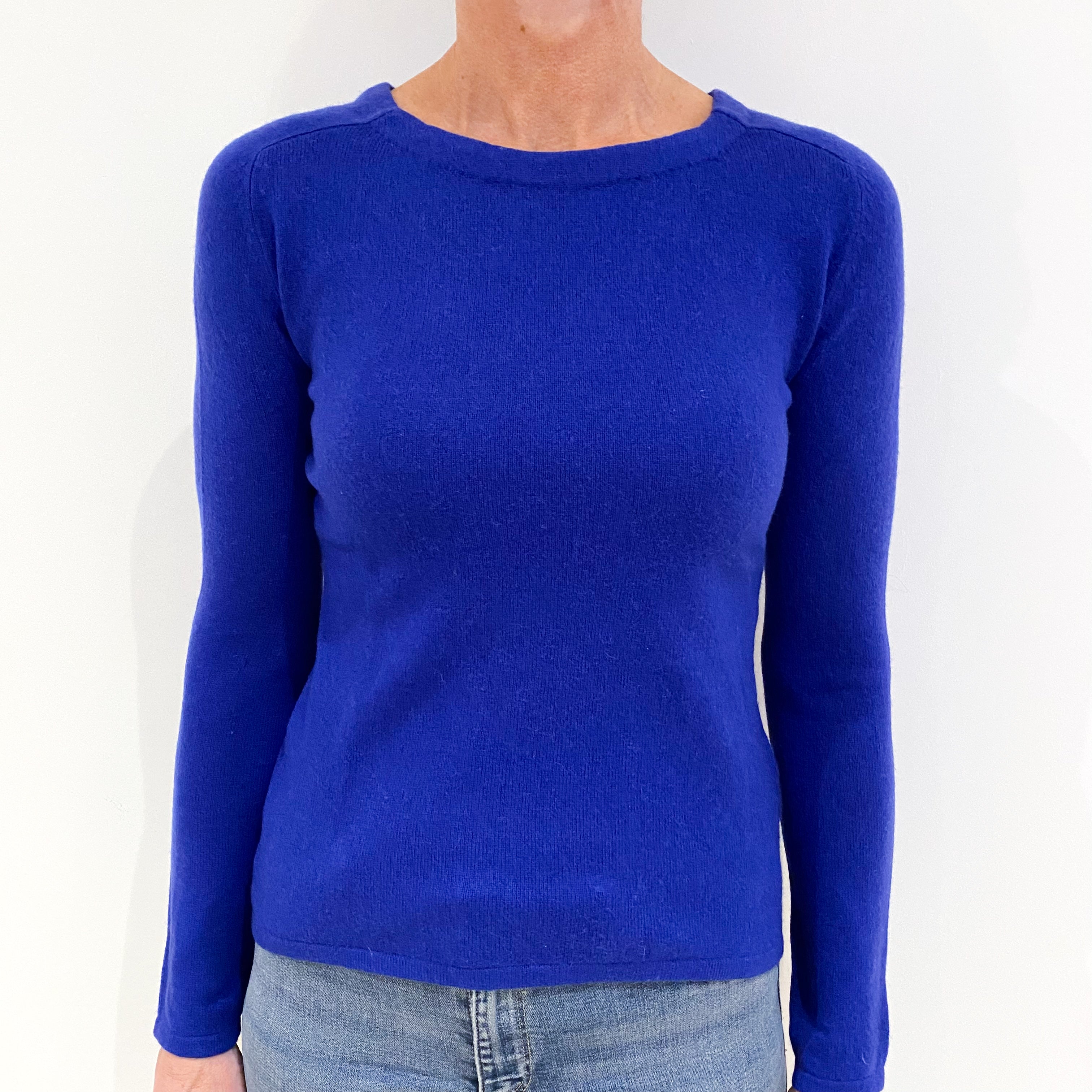Cobalt Blue Cashmere Crew Neck Jumper Small