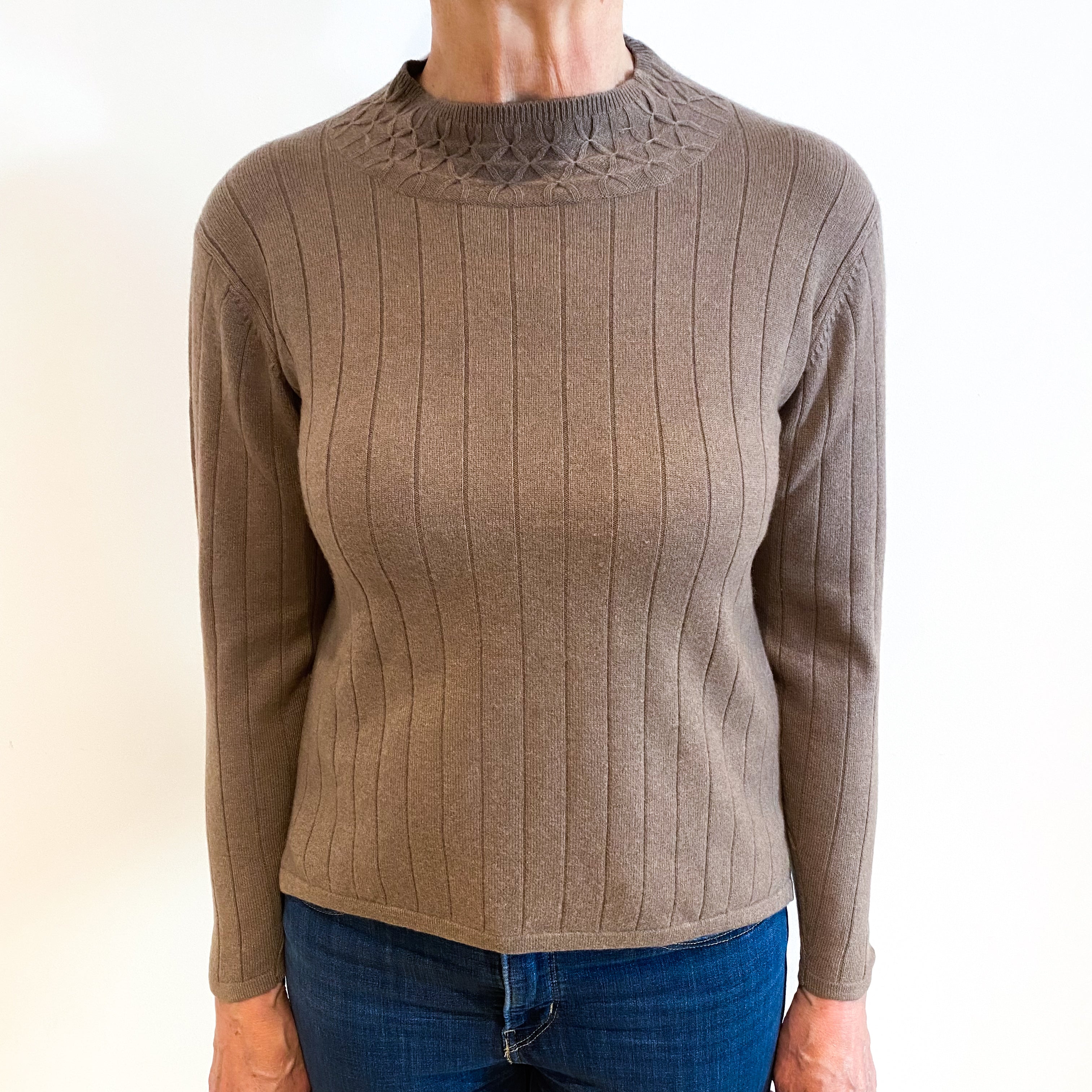 Mocha Brown Cashmere Turtle Neck Jumper Medium