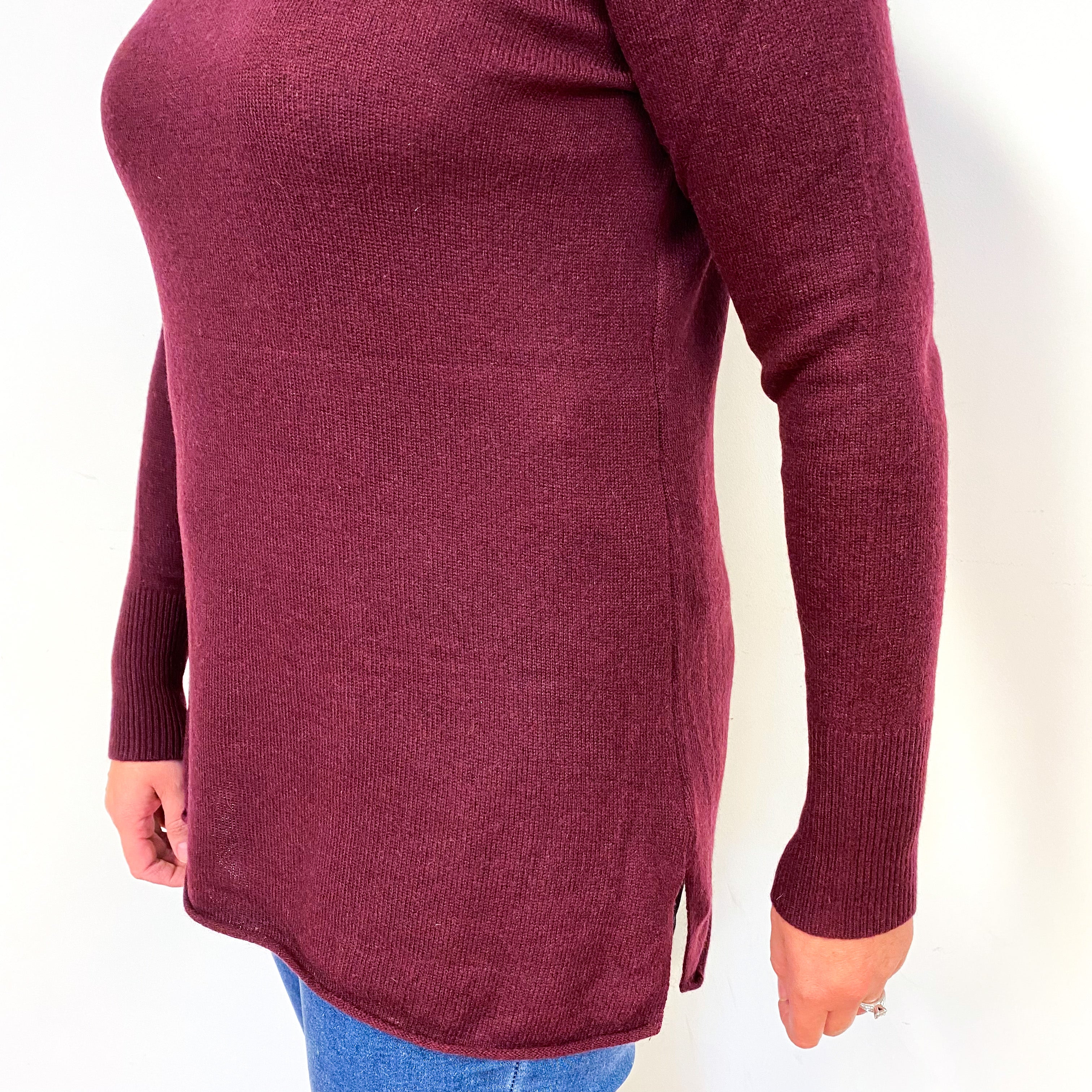 Mulberry Purple Cashmere Cowl Neck Jumper Large