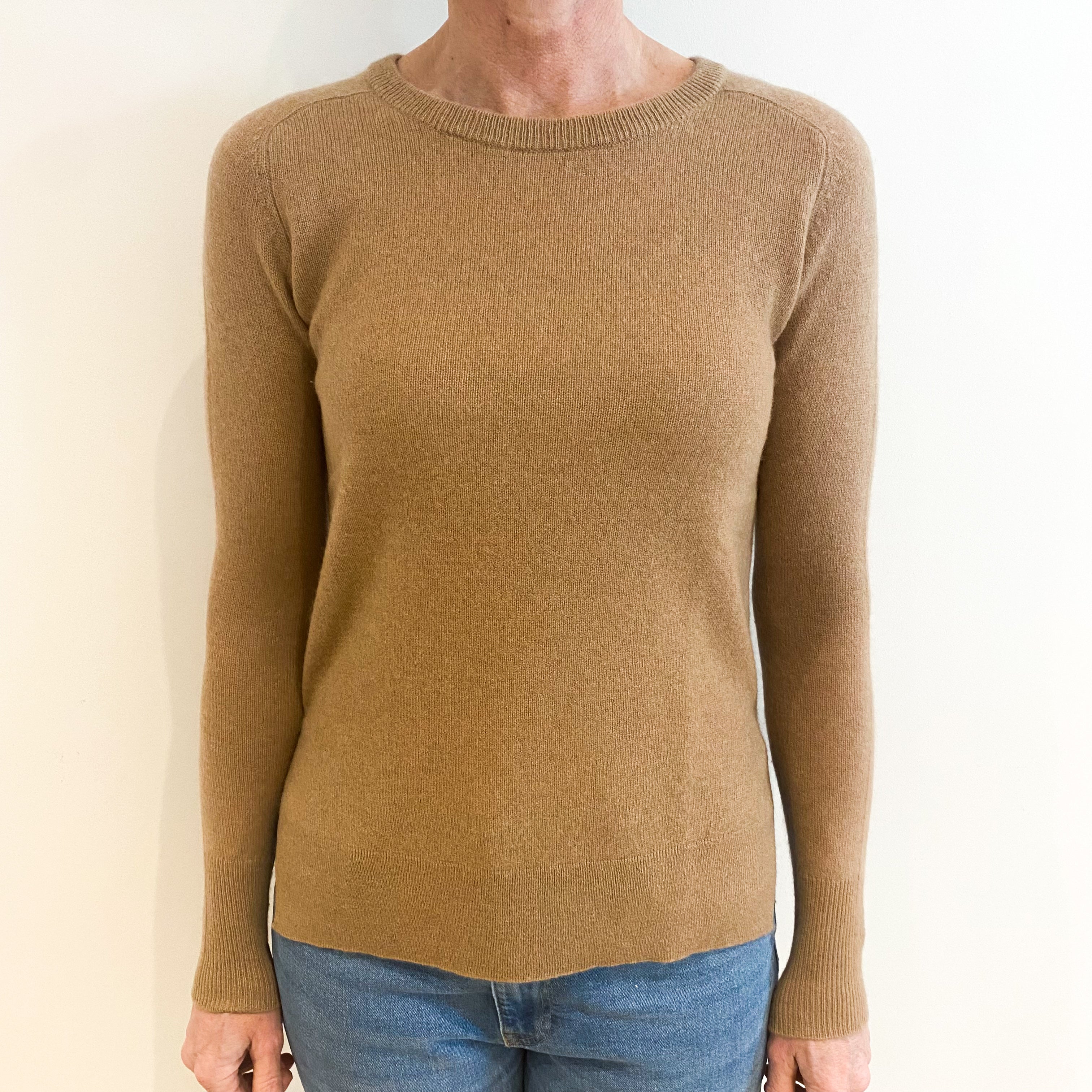 Cinnamon Brown Cashmere Crew Neck Jumper Small