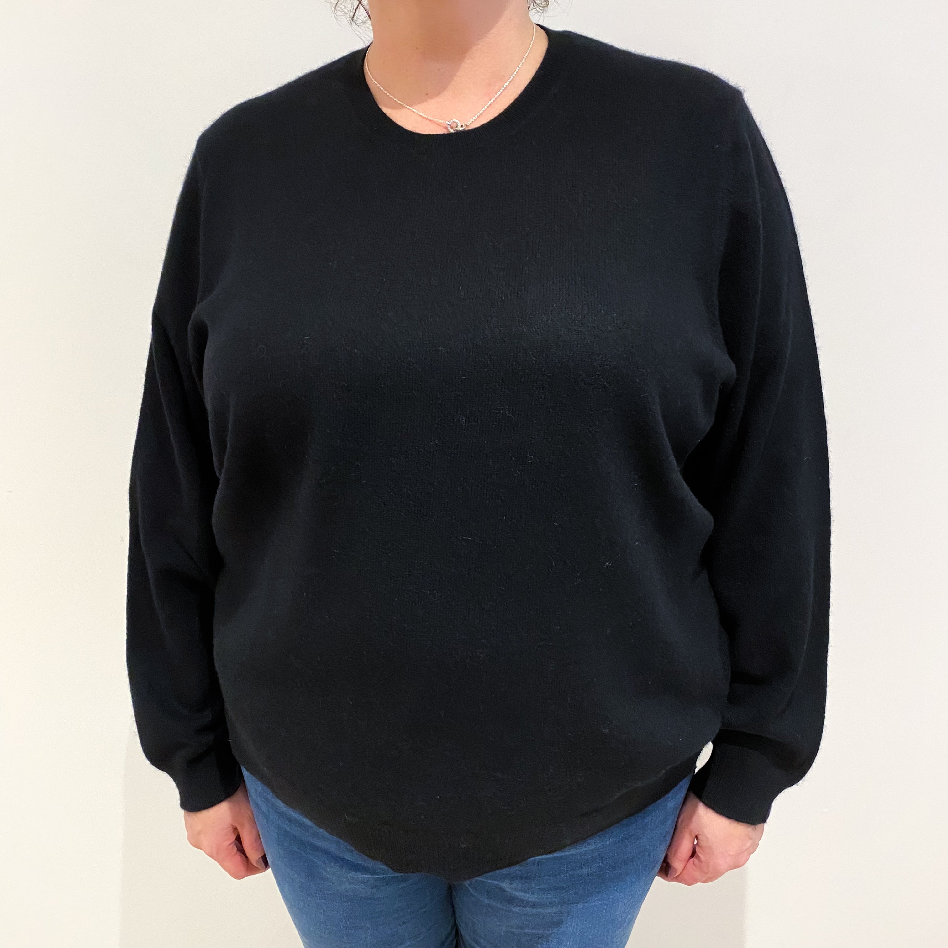 Black Cashmere Crew Neck Jumper Extra Extra Large