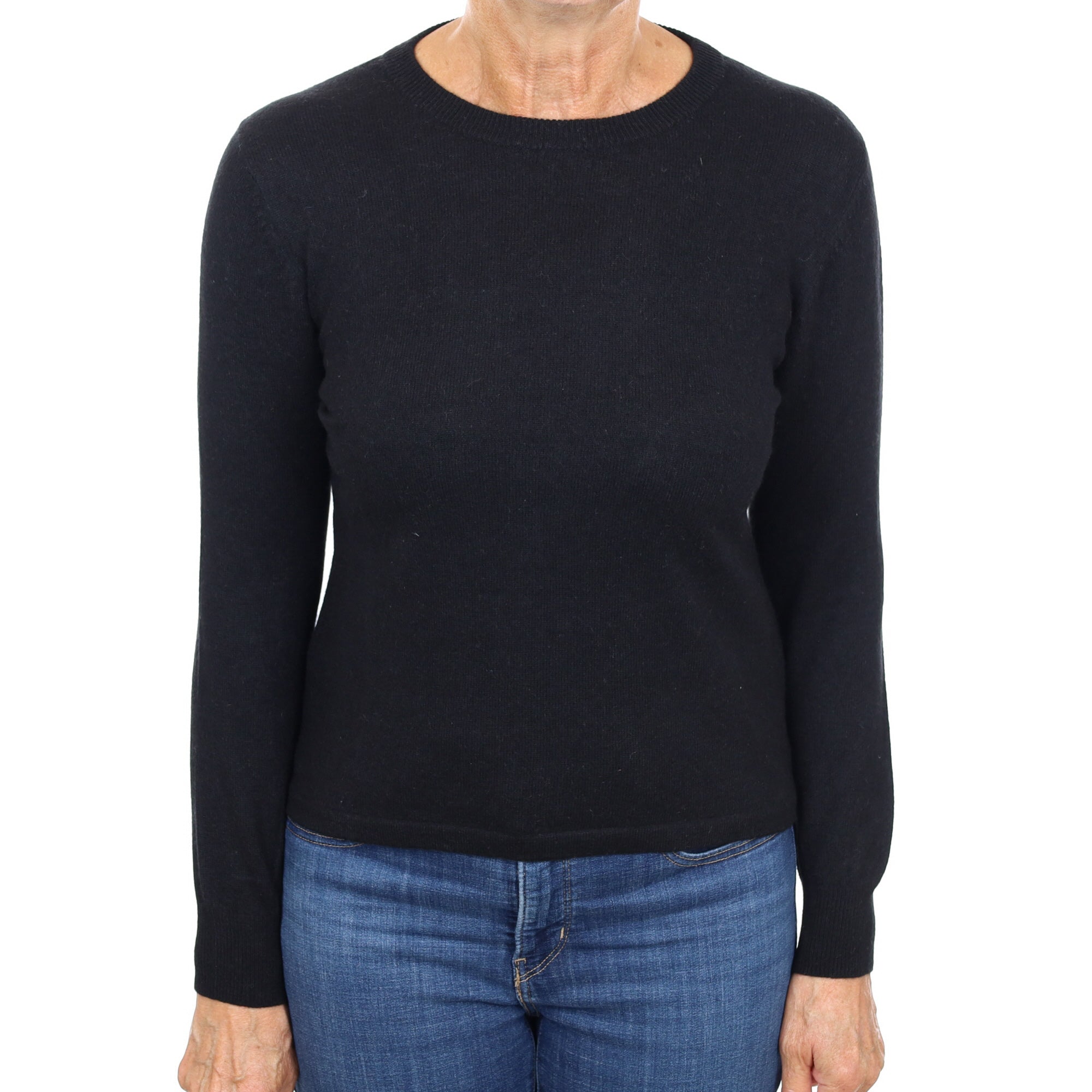 Black Cashmere Crew Neck Jumper Medium