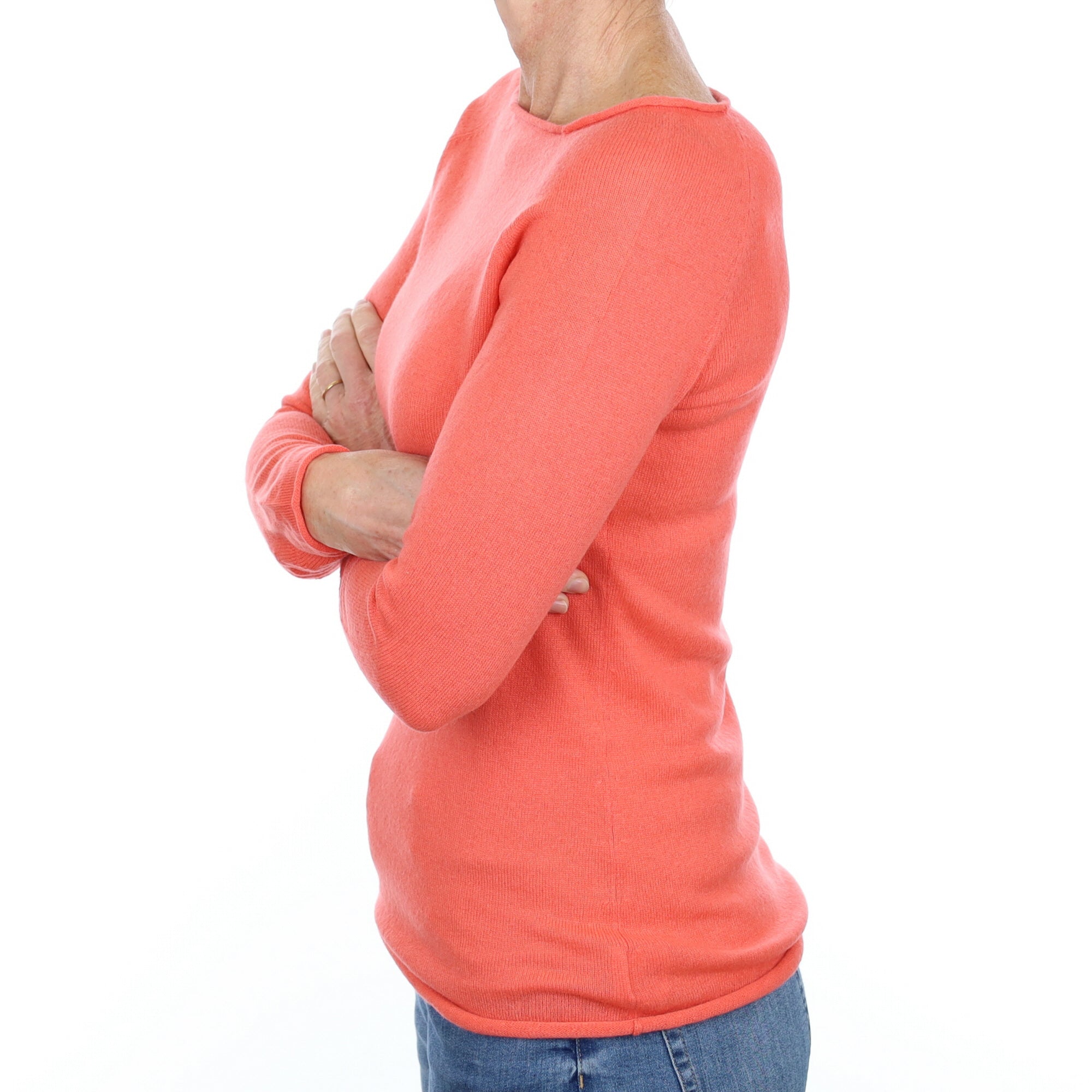 Watermelon Orange Cashmere Crew Neck Jumper Small