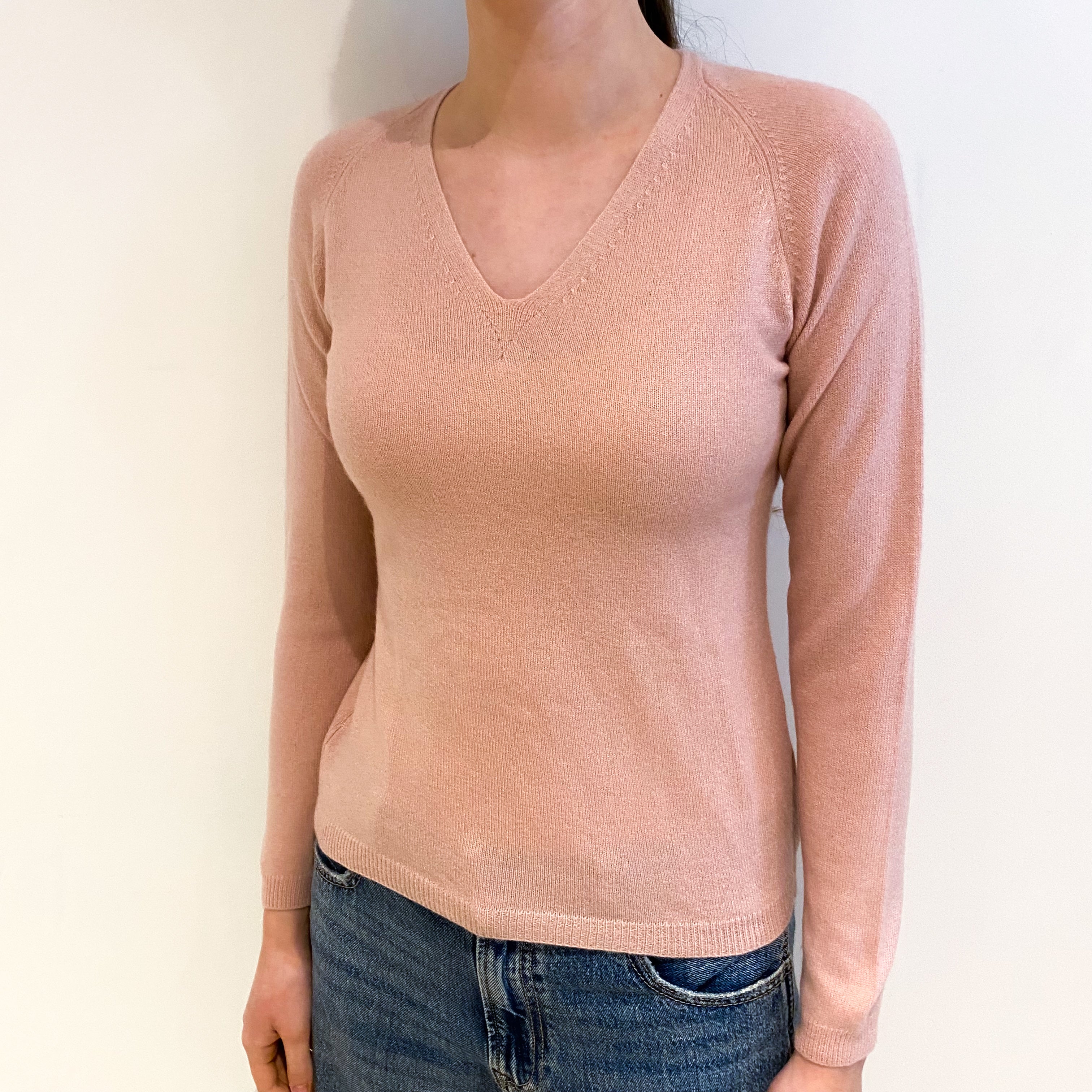 Nude Pink Cashmere V Neck Jumper Extra Small