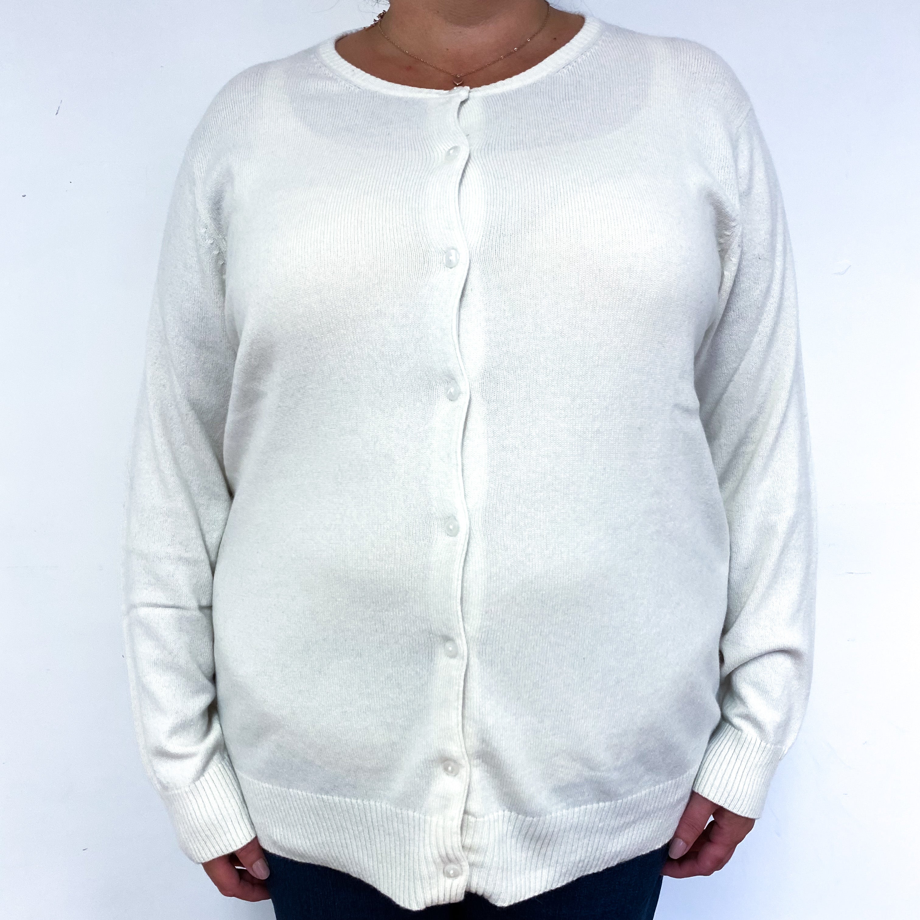 Cream Cashmere Crew Neck Cardigan Extra Large