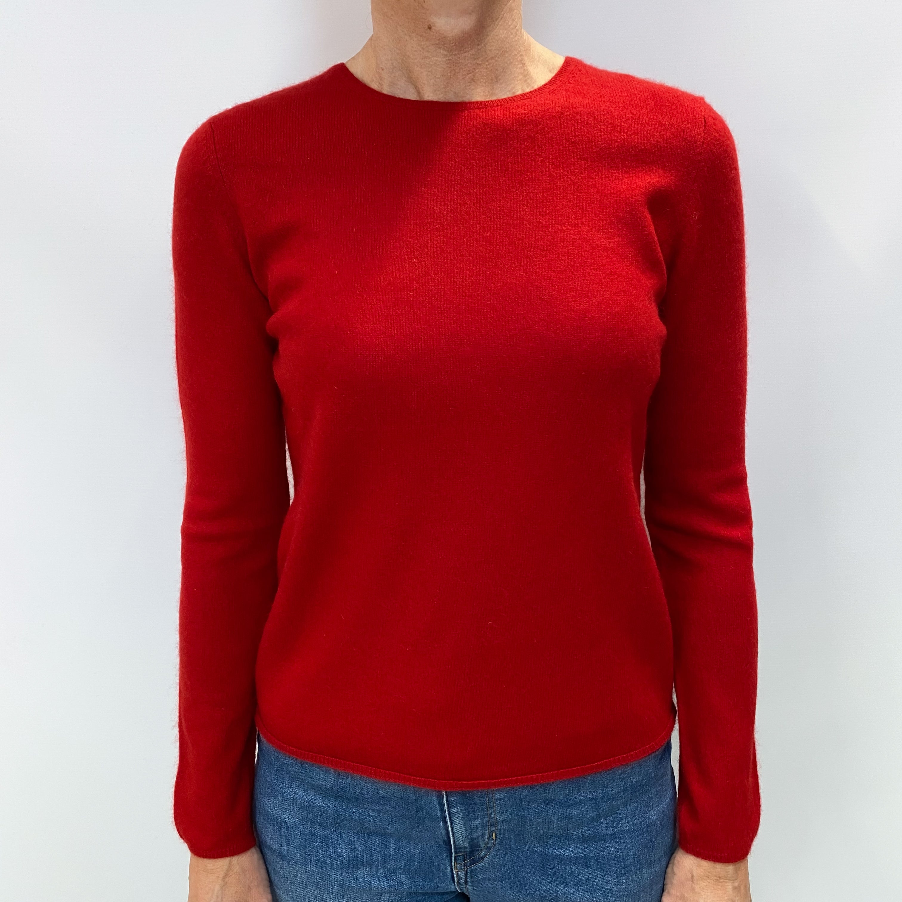 Scarlet Red Cashmere Crew Neck Jumper Small