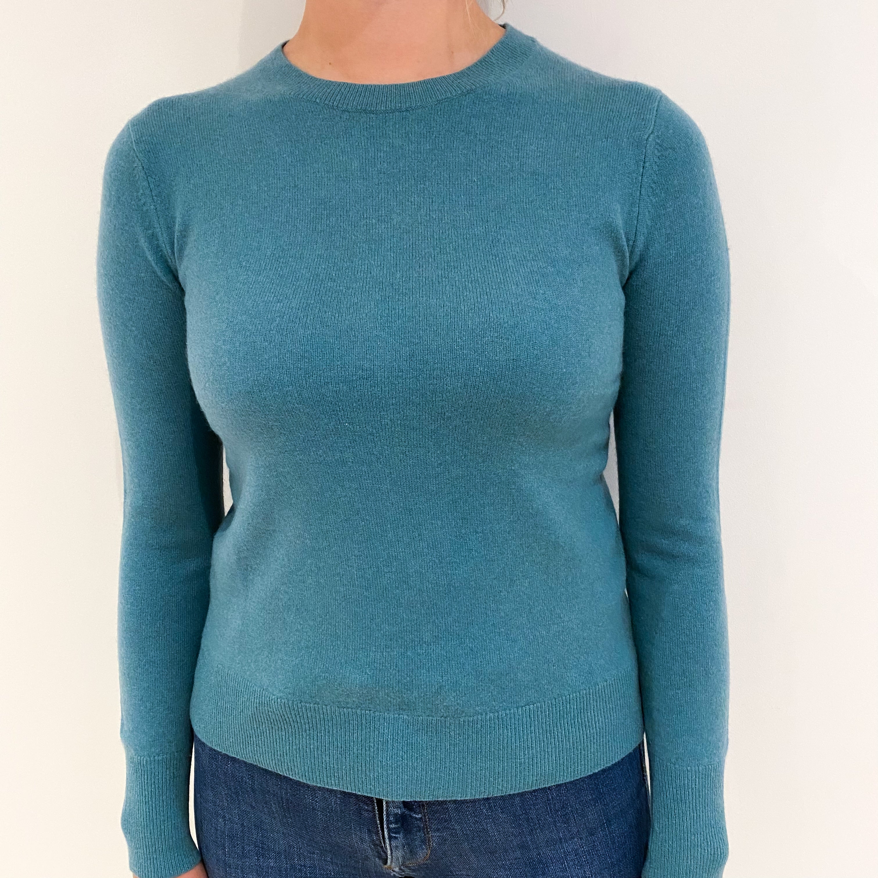 Sea Green Cashmere Crew Neck Jumper Small