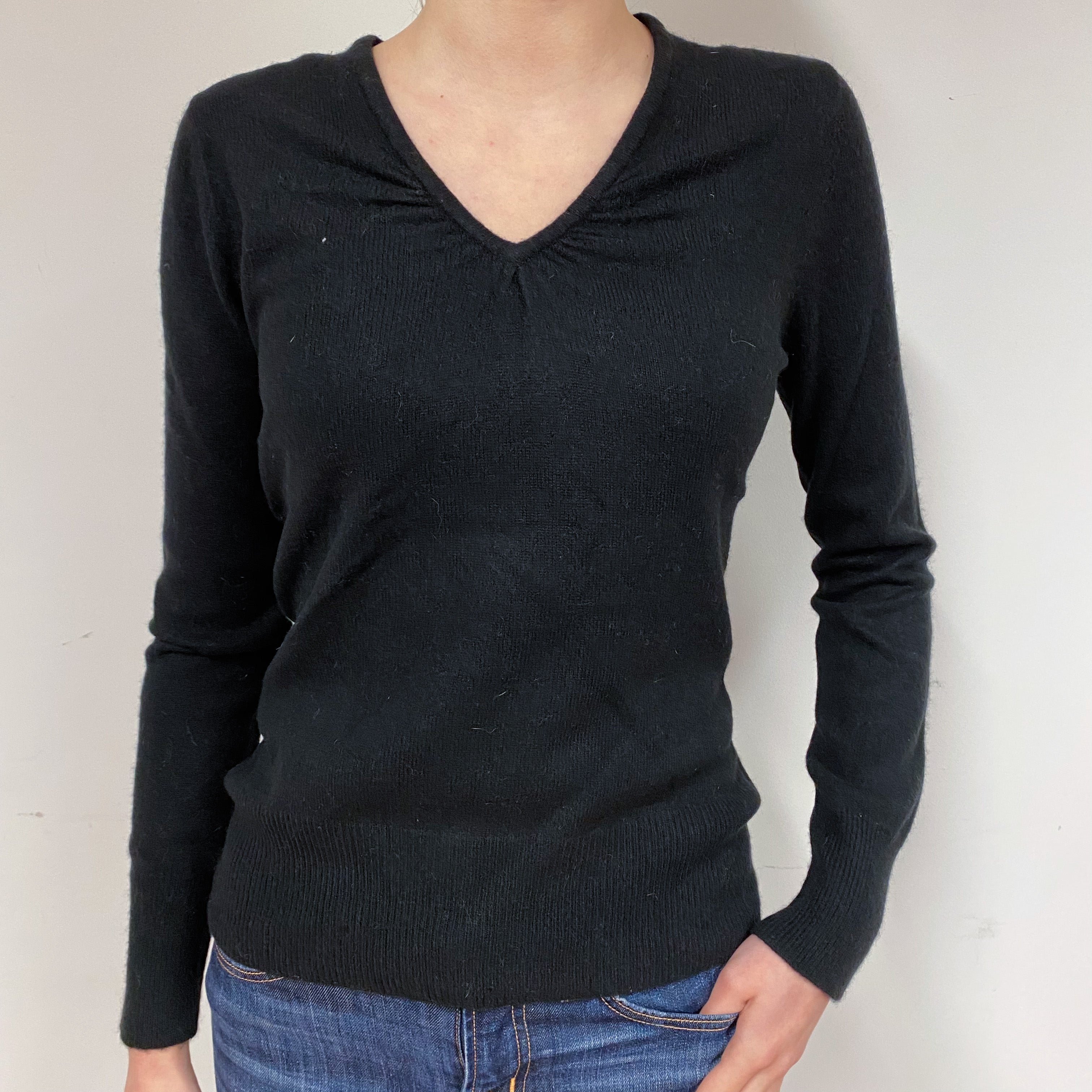 Black Cashmere V-Neck Jumper Extra Small