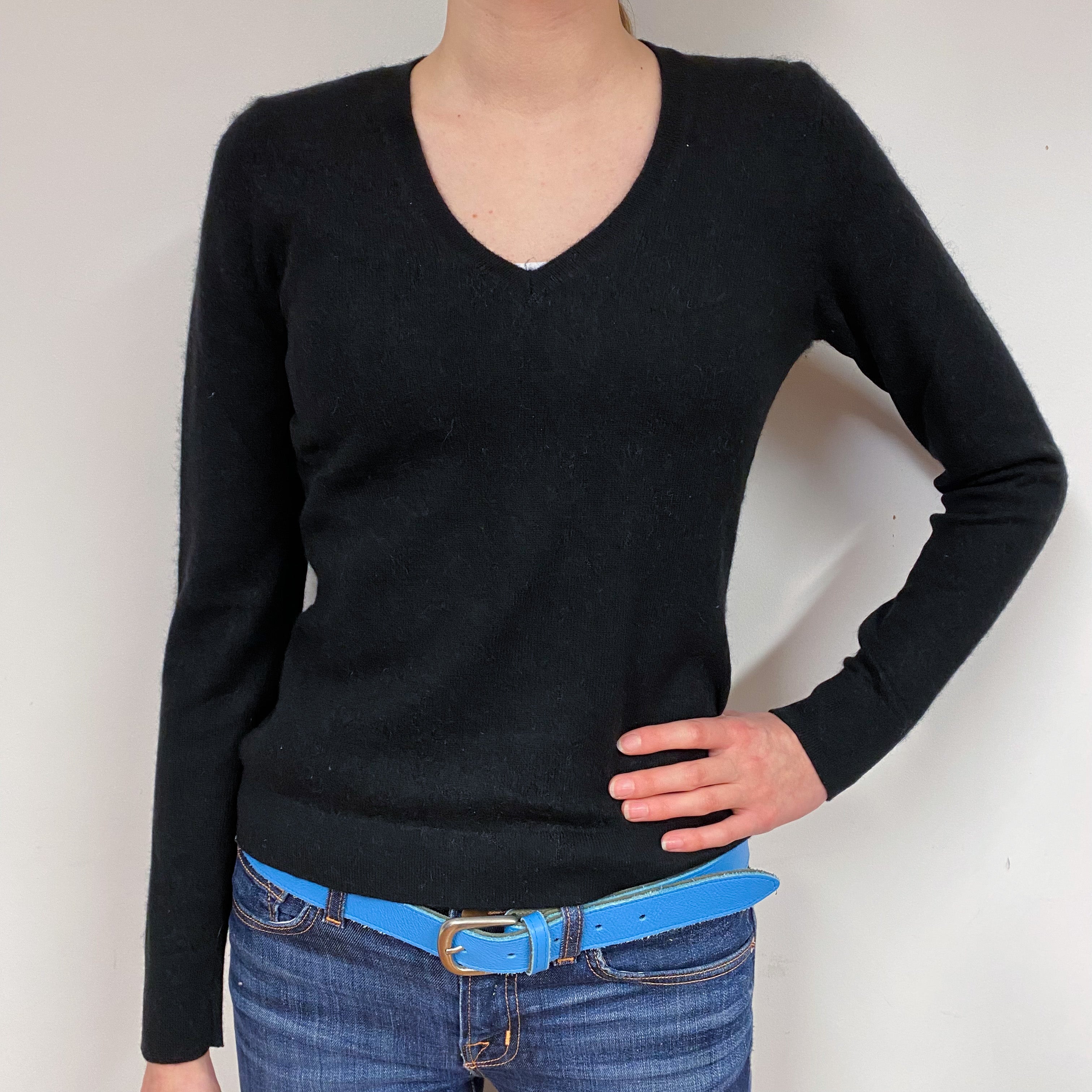 Black Cashmere V-Neck Jumper Extra Small