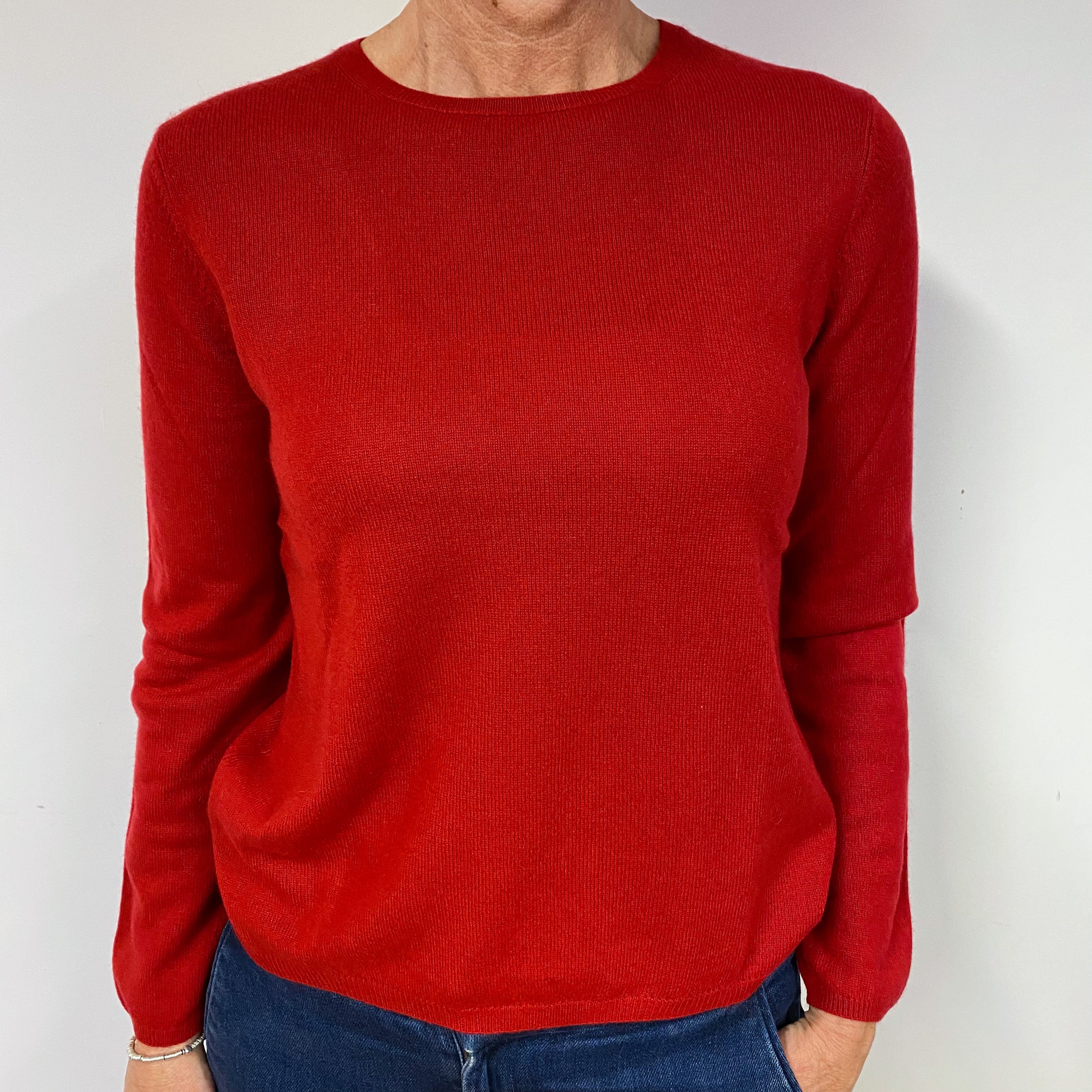 Post Box Red Cashmere Crew Neck Jumper Medium
