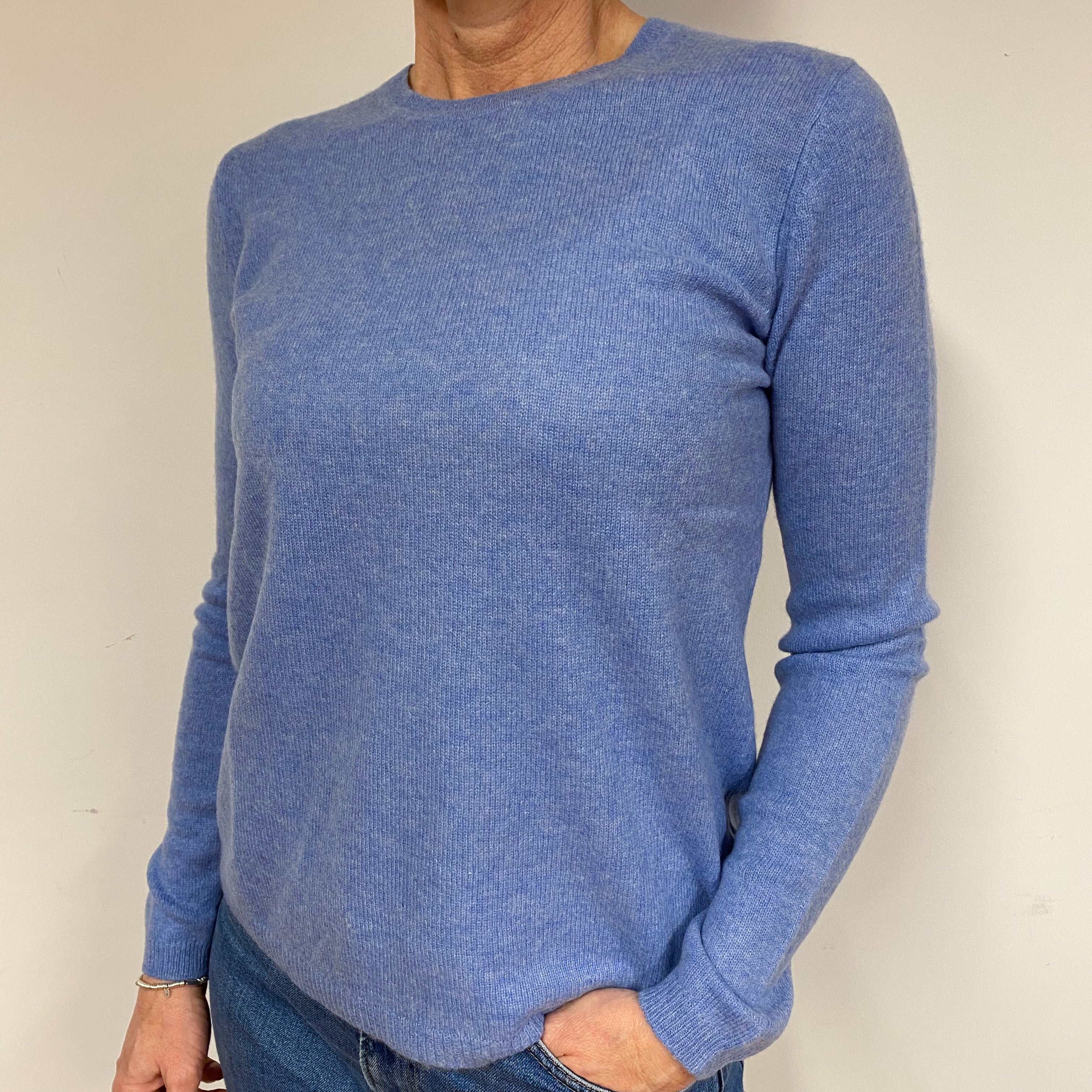 Sky Blue Cashmere Crew Neck Jumper Medium