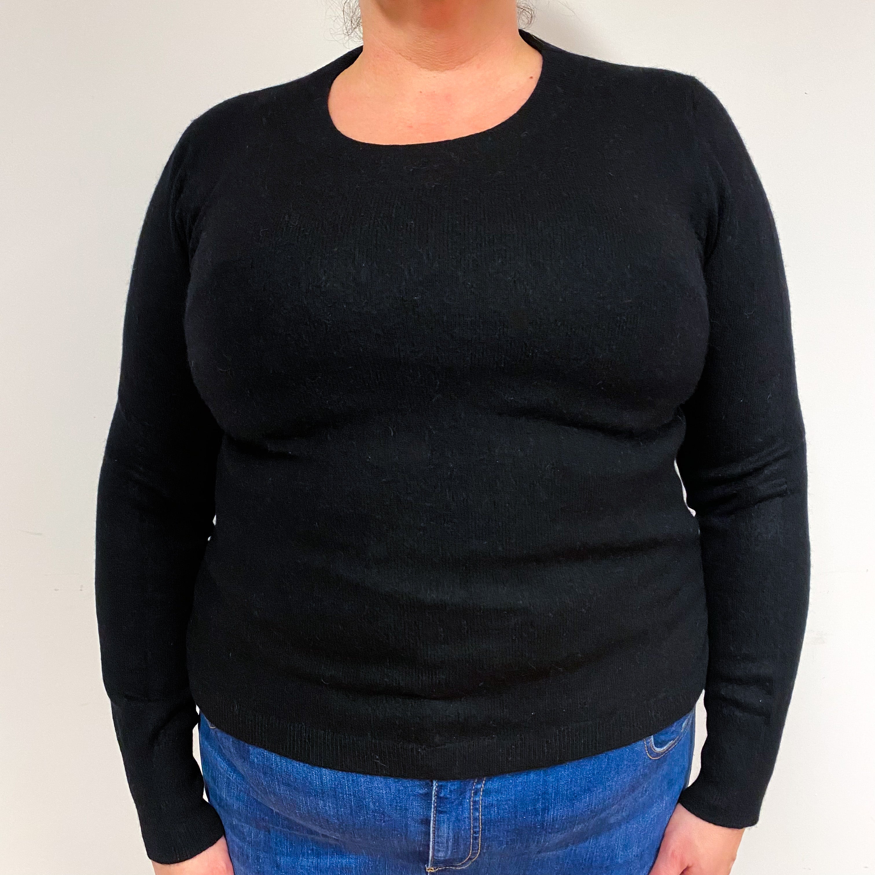 Black Cashmere Crew Neck Jumper Extra Large