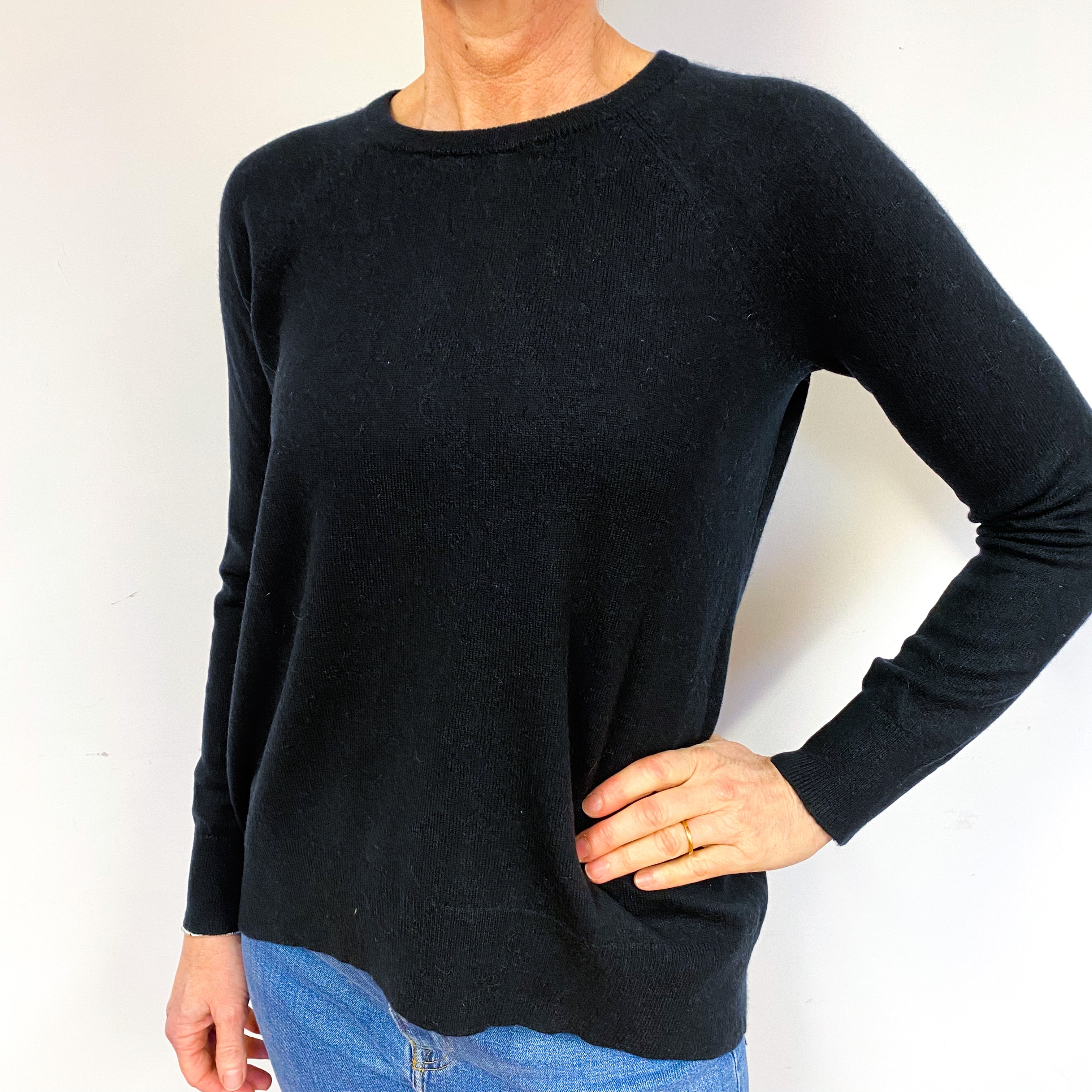 Black Cashmere Crew Neck Jumper Medium