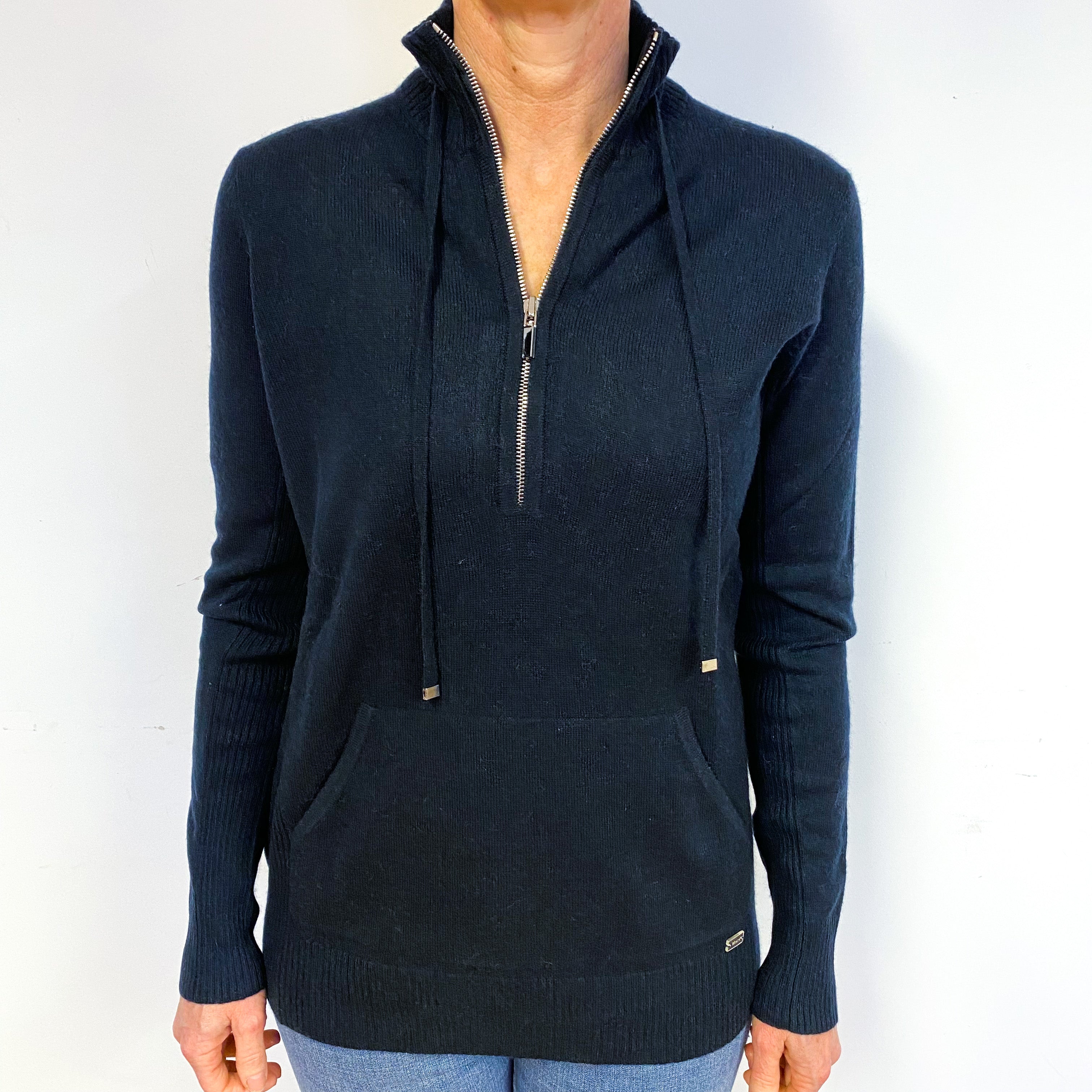 Navy Blue Cashmere Polo Neck Jumper Medium