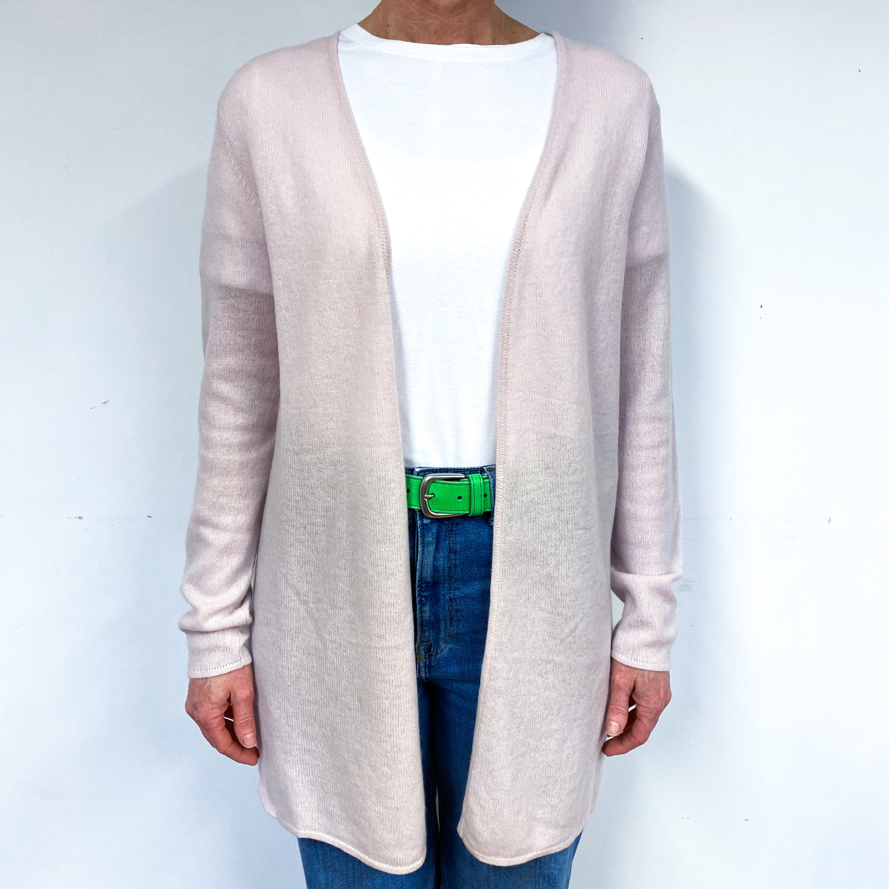 New Ice Pink Cashmere Edge to Edge Cardigan Medium