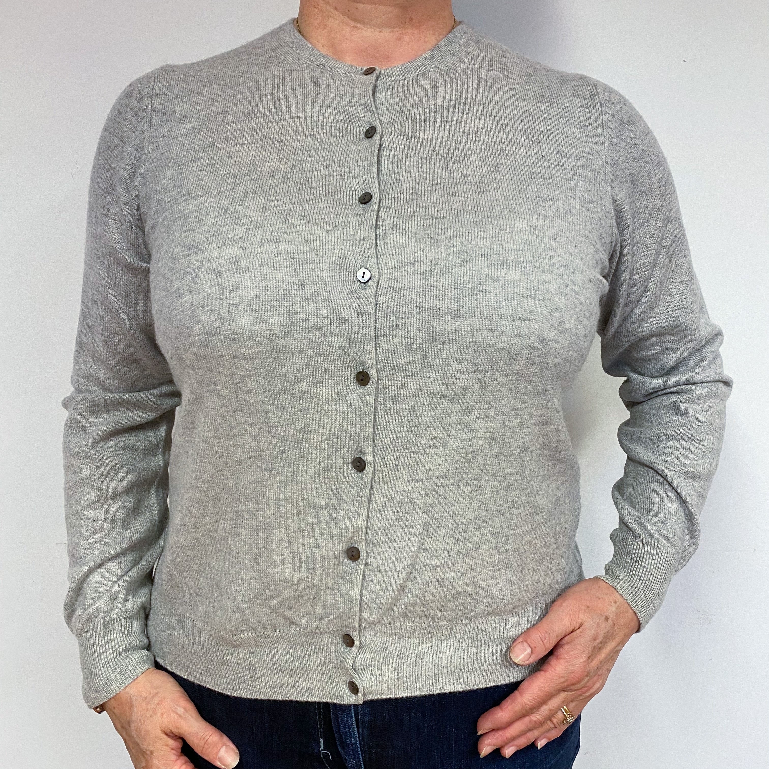 Pale Grey Cashmere Cardigan Large