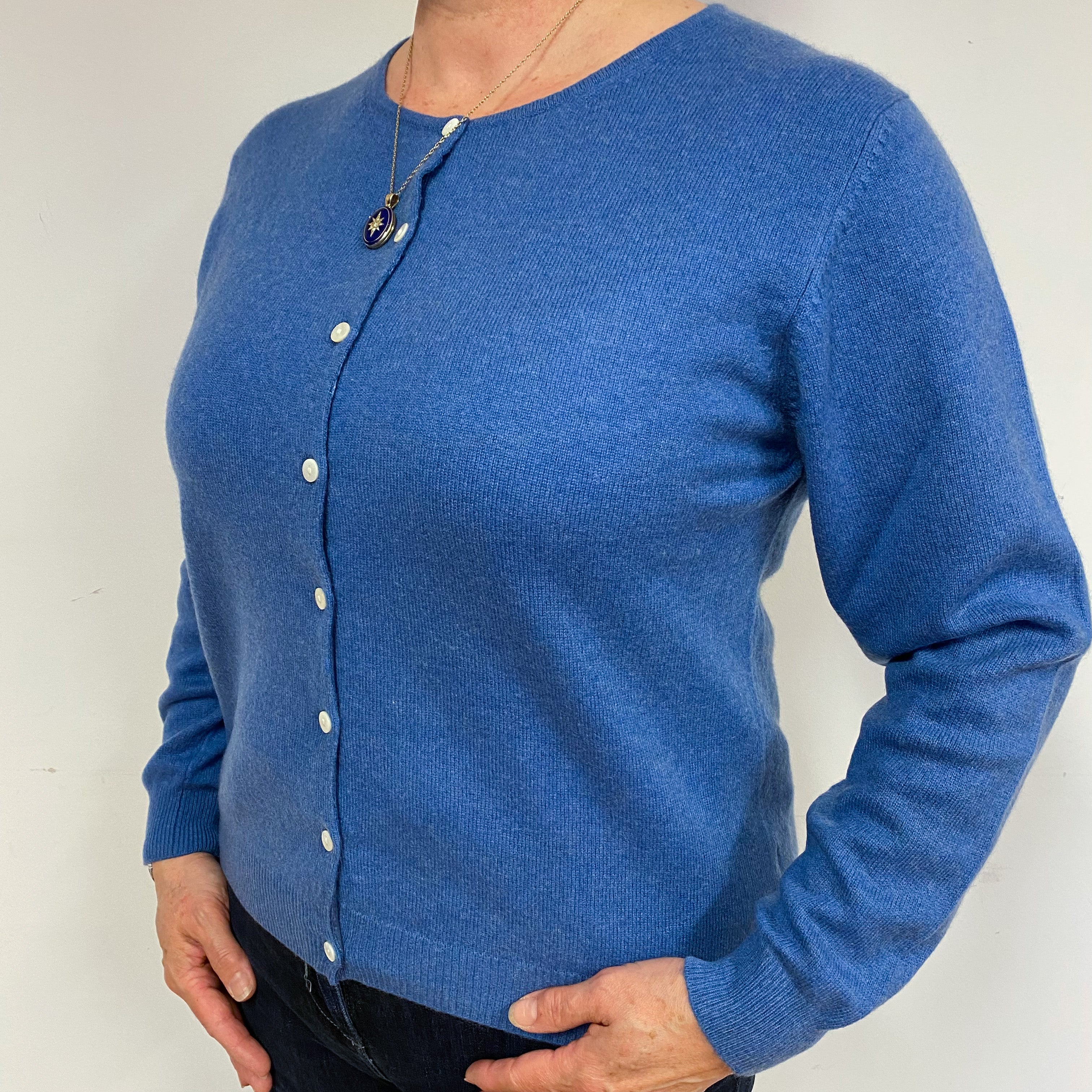 Peacock Blue Cashmere Cardigan Large