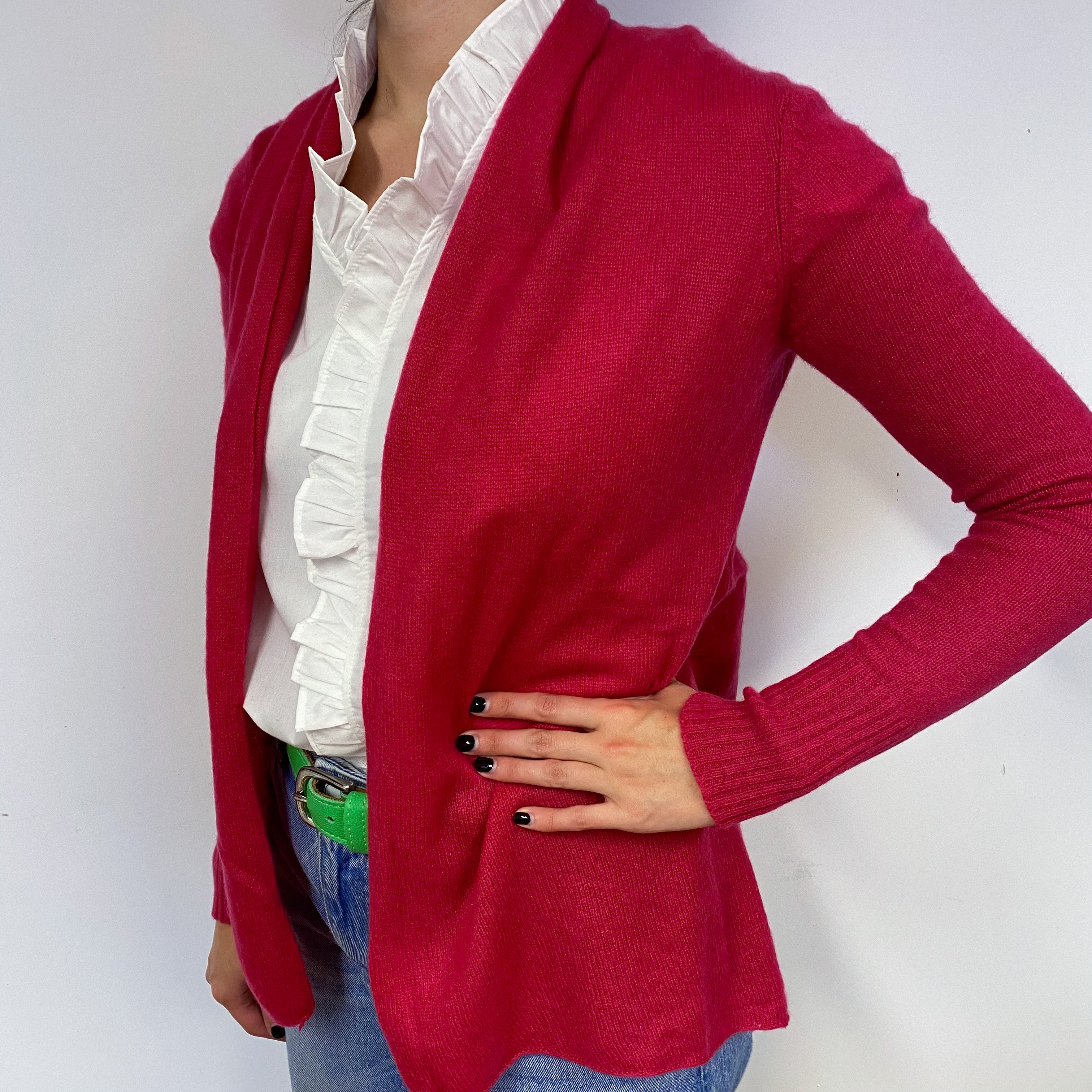 Ruby Red Cashmere Edge to Edge Cardigan Small