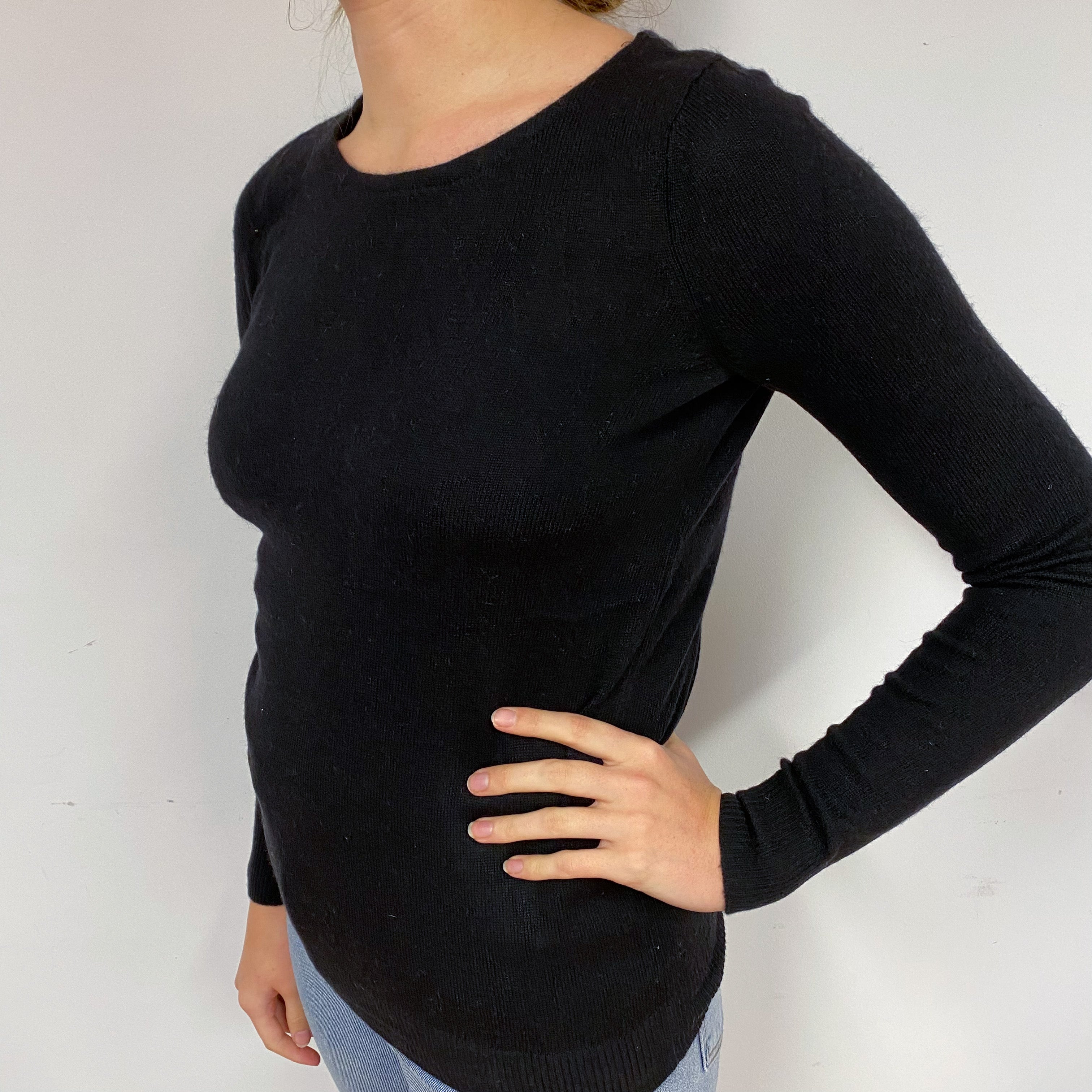 Black Cashmere Crew Neck Jumper Small