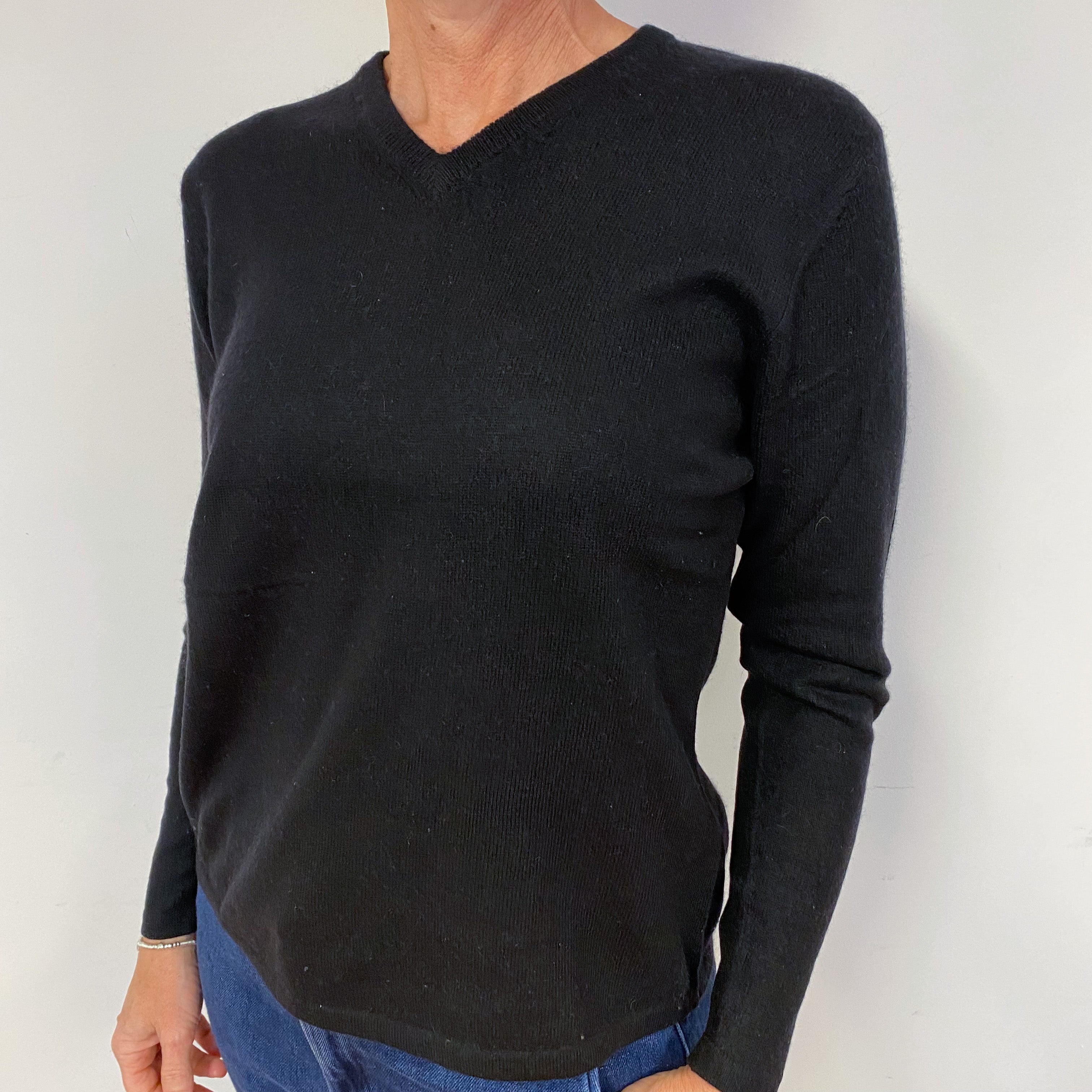 Black V Neck Cashmere Jumper