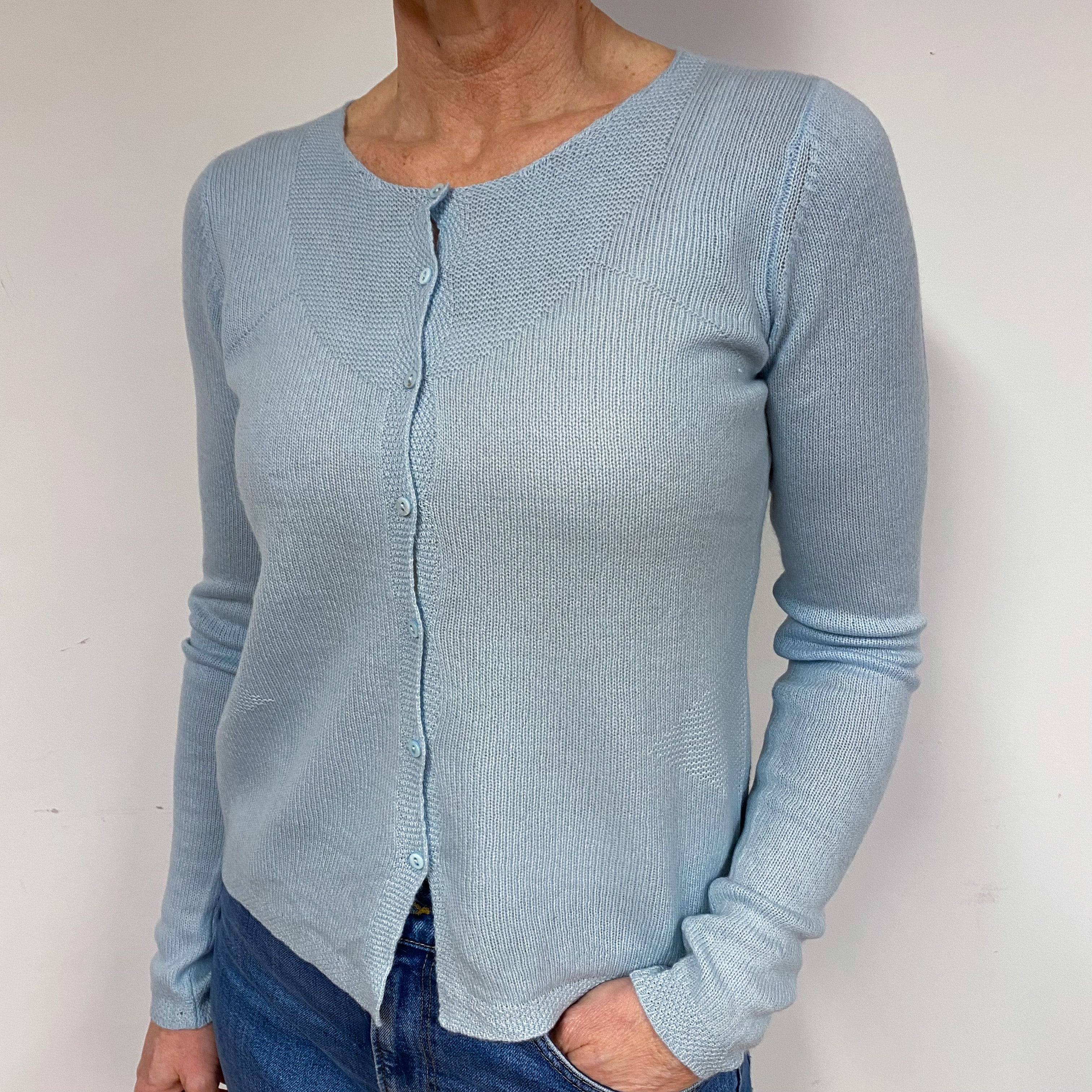 Duck Egg Blue Cashmere Cardigan Medium