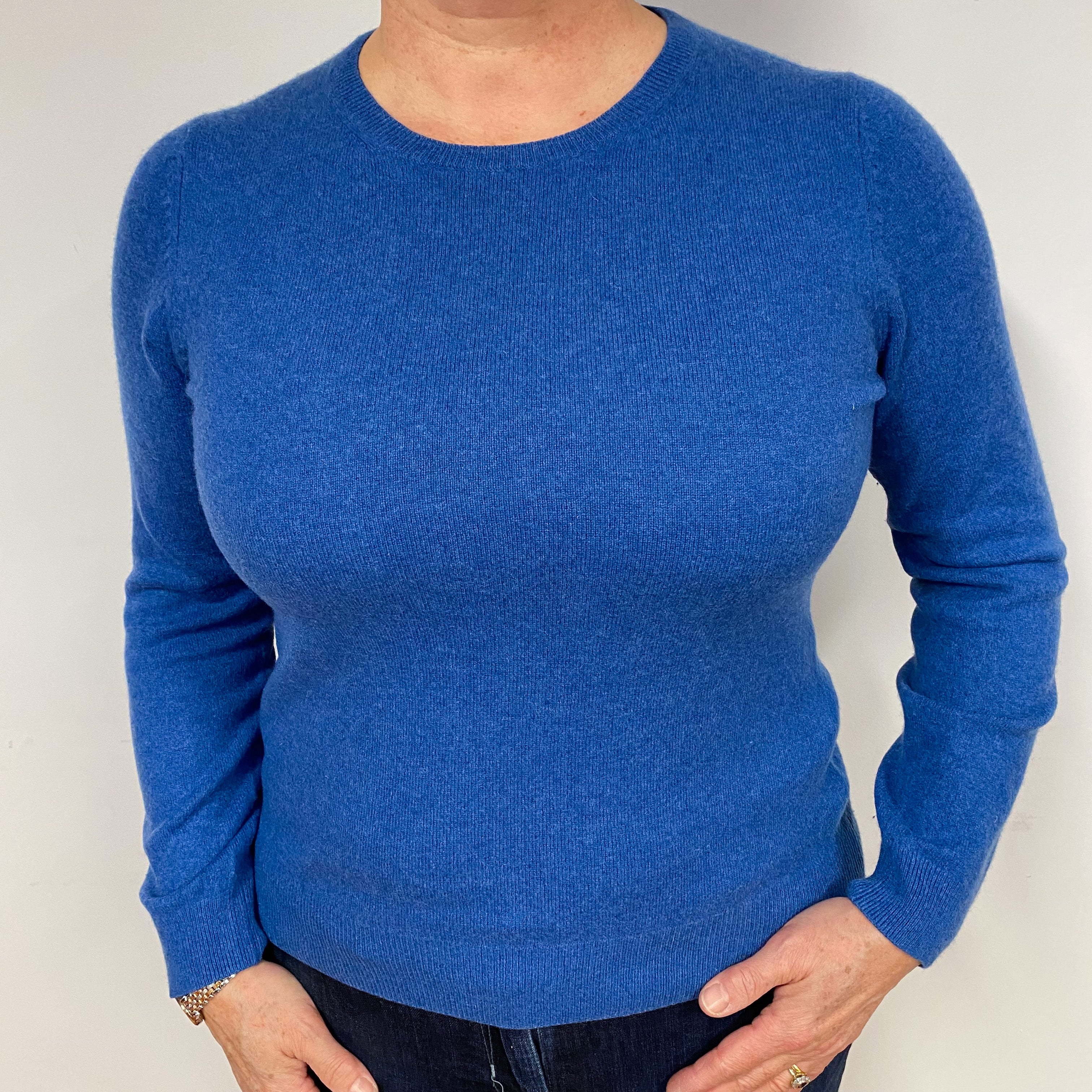 Air Force Blue Cashmere Crew Neck Jumper Large