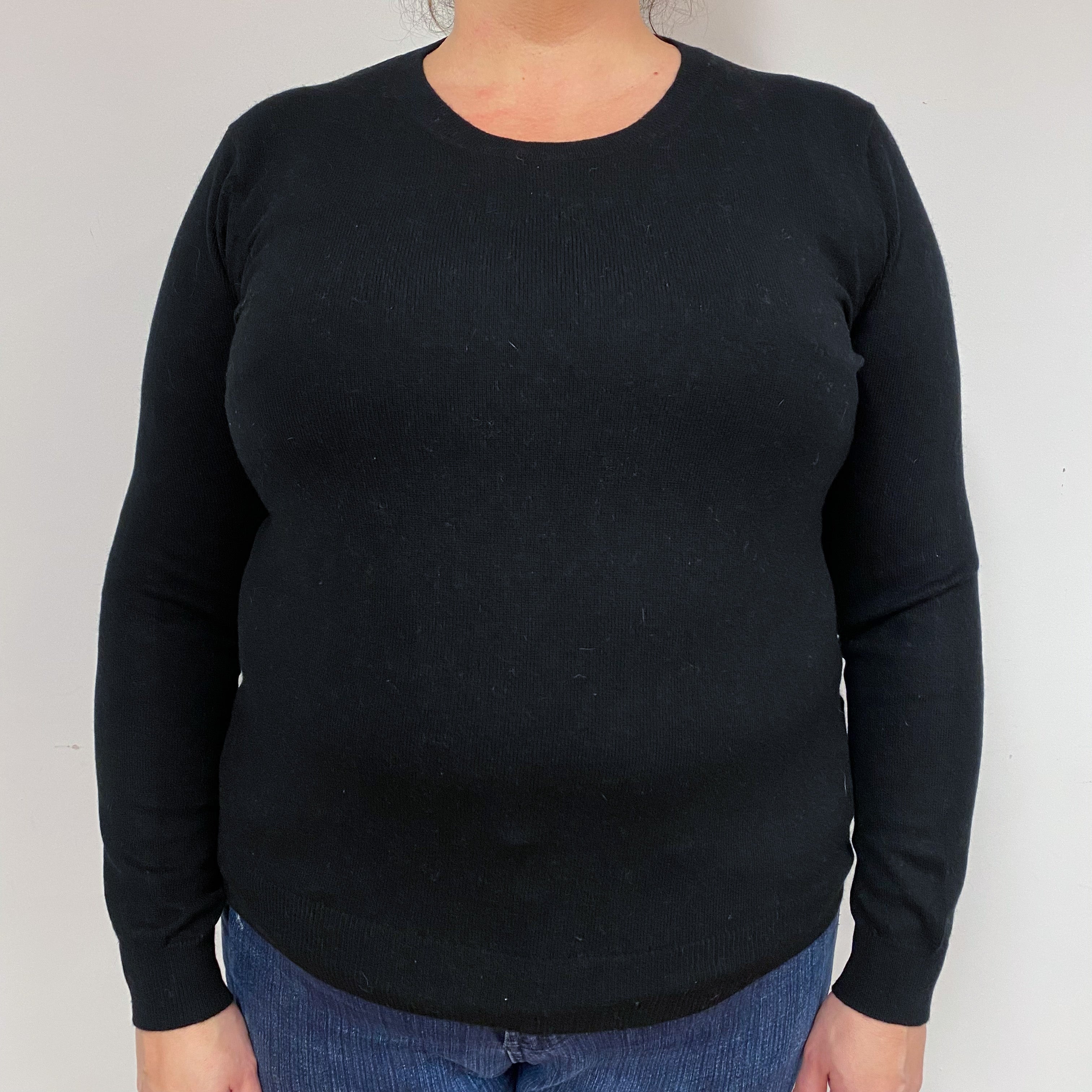 Black Cashmere Crew Neck Jumper Extra Large