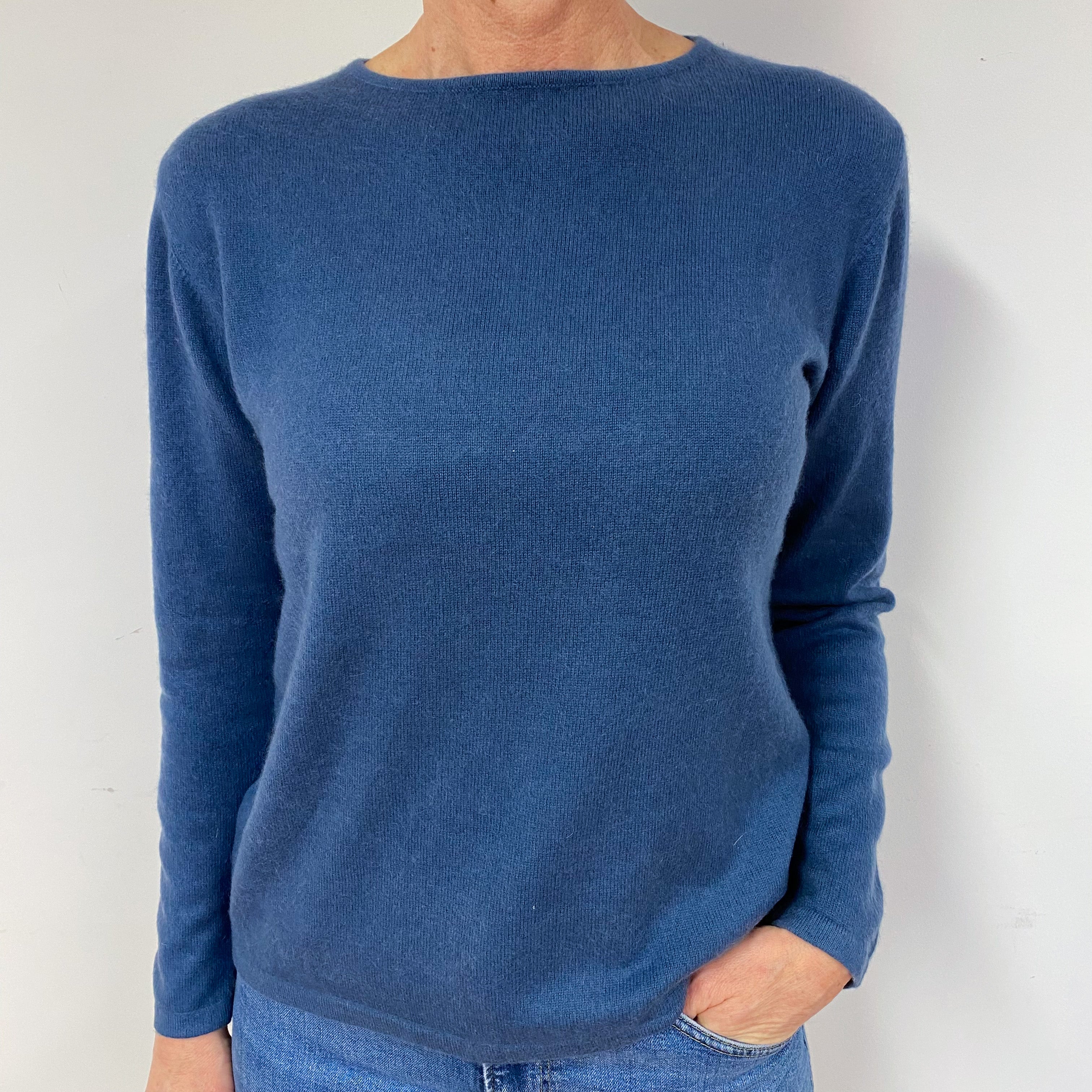 Naval Blue Cashmere Crew Neck Jumper Medium