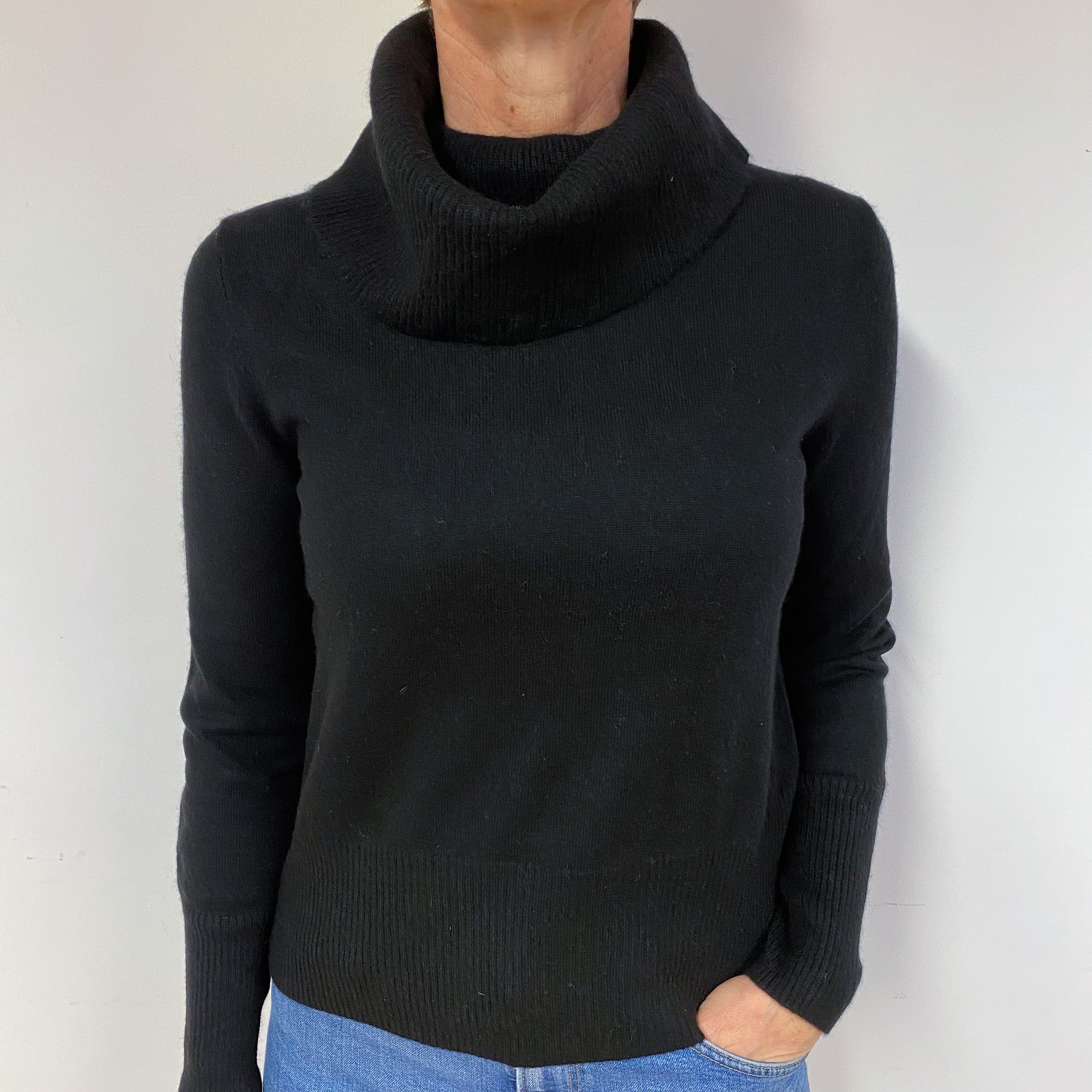Black Cashmere Cowl Neck Jumper Medium