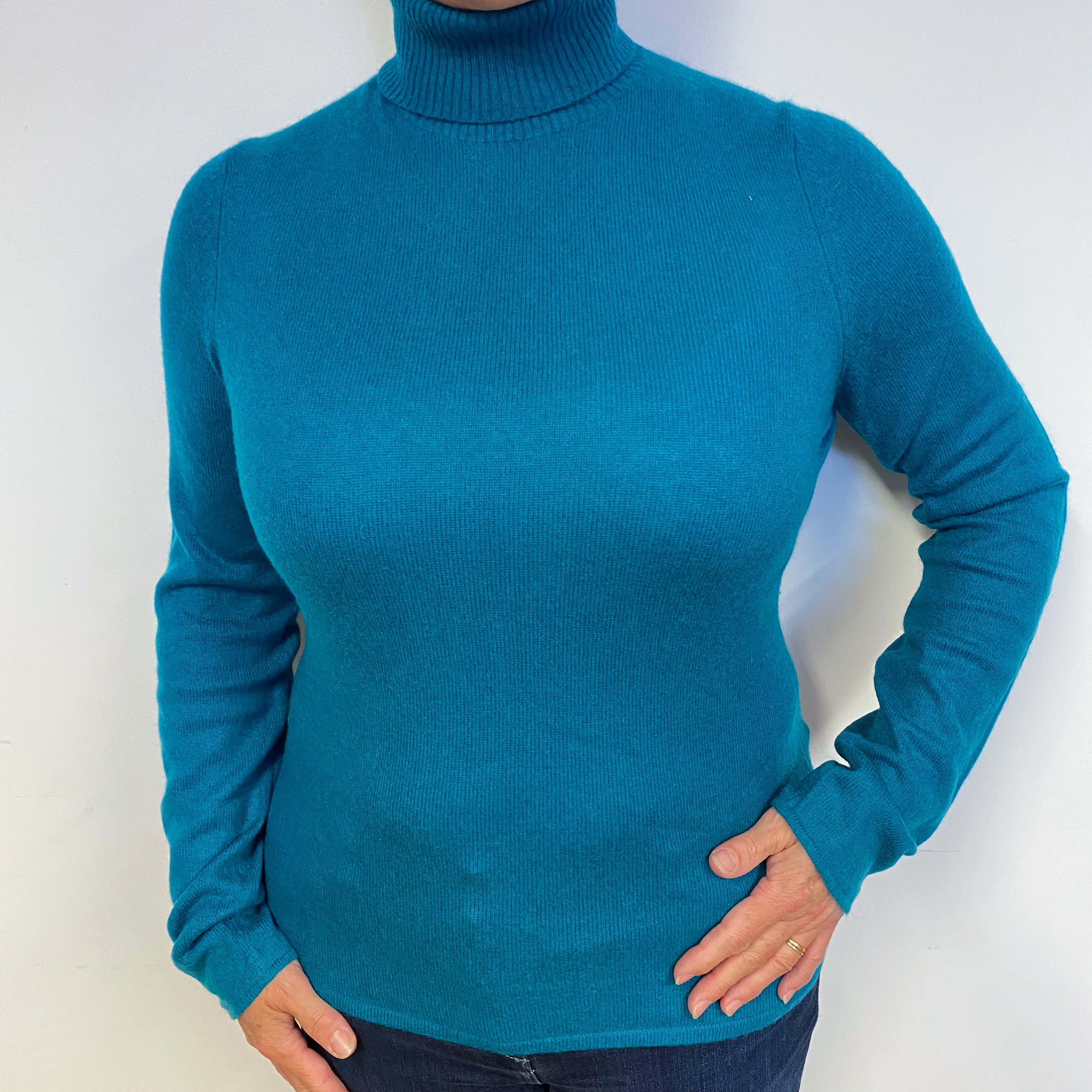 Emerald Green Cashmere Polo Neck Jumper