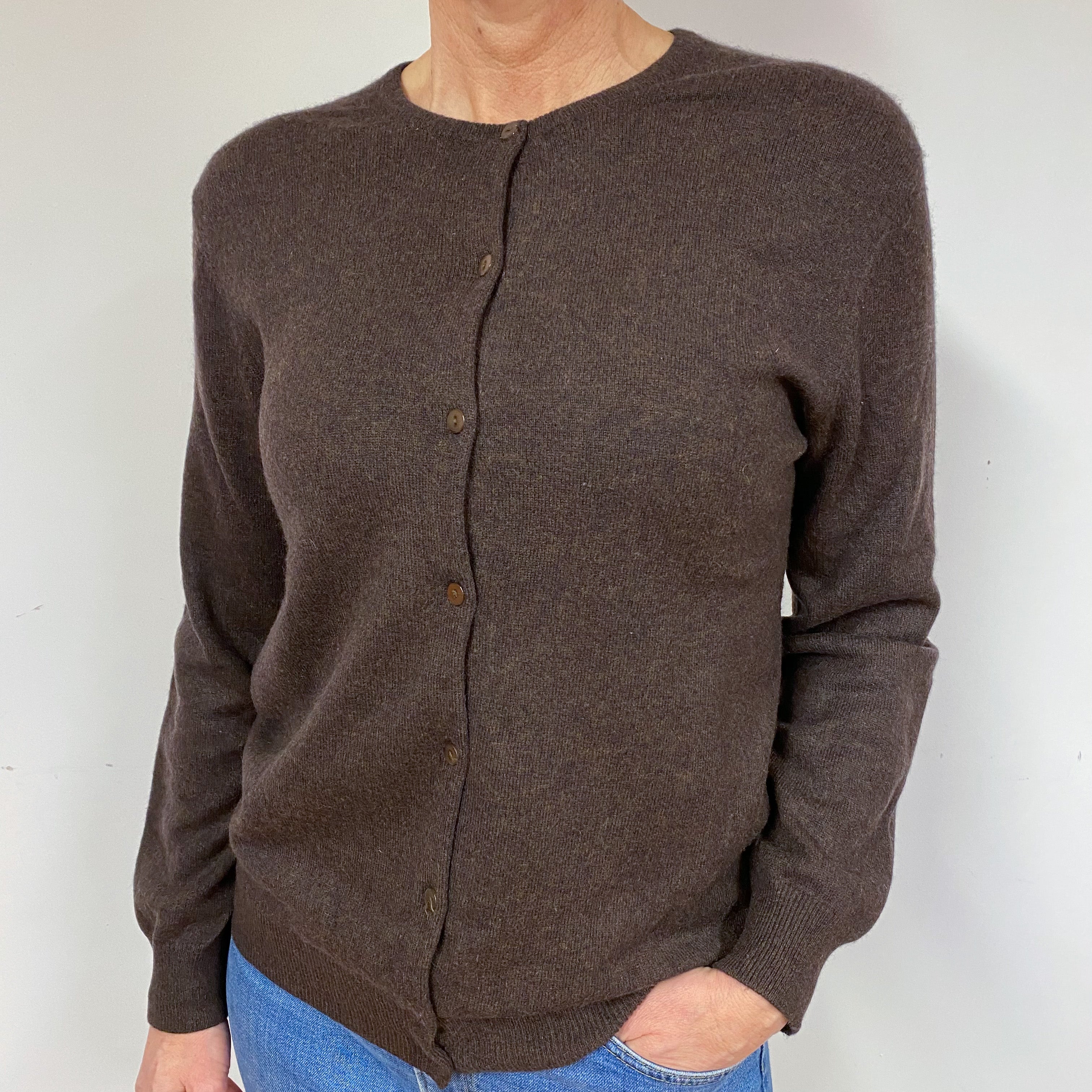 Chocolate Brown Cashmere Cardigan Medium