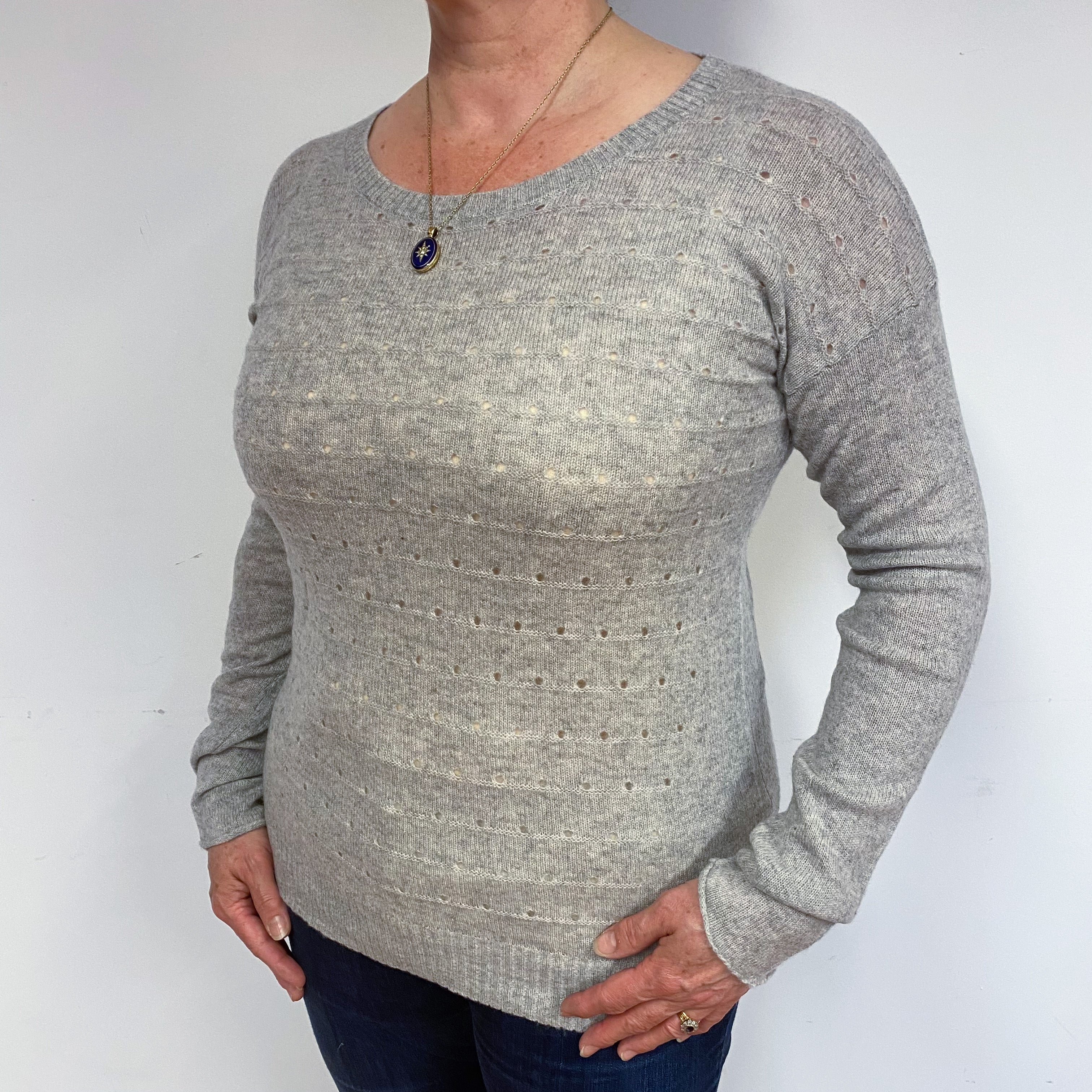 Smoke Grey Cashmere Crew Neck Jumper Large