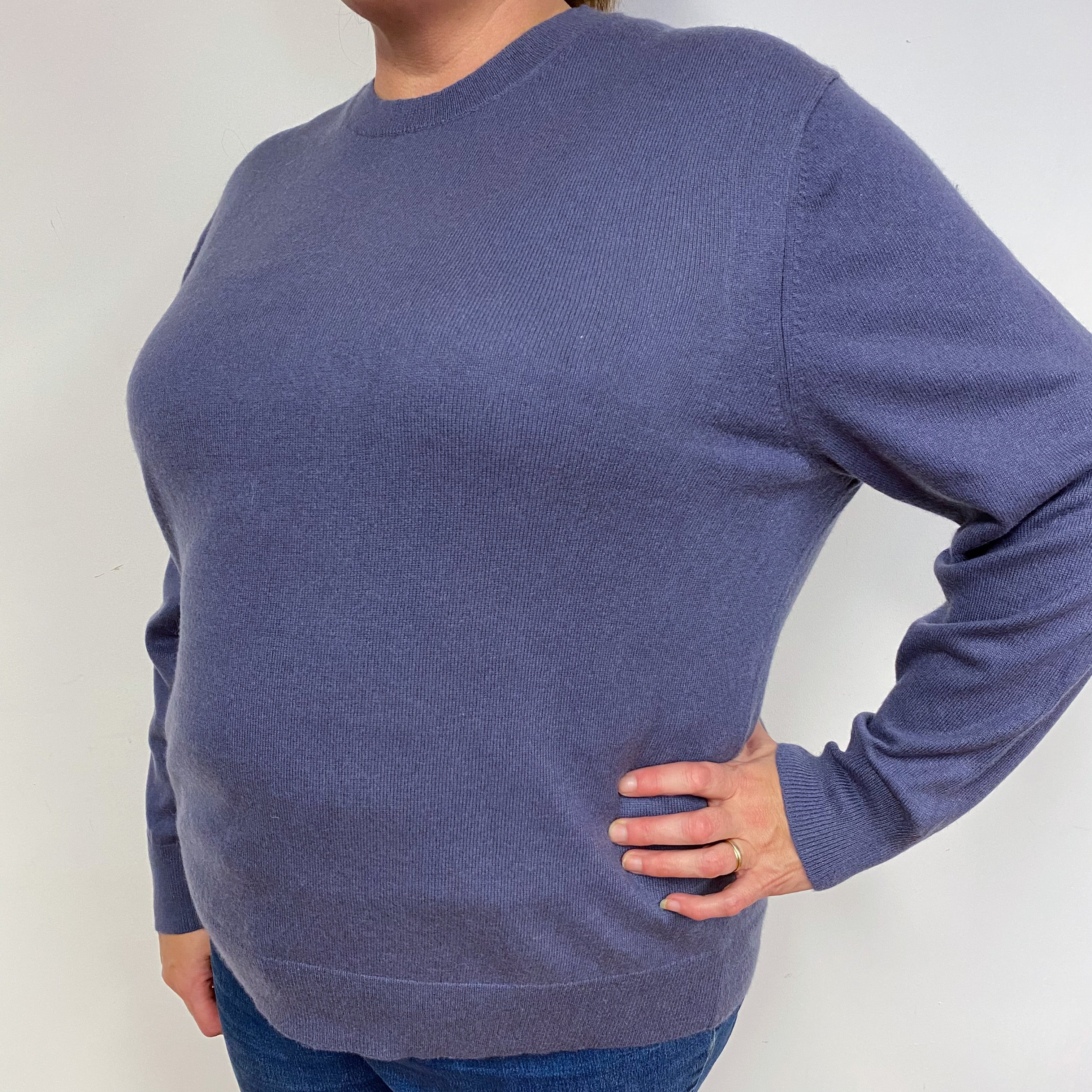 Slate Purple Cashmere Crew Neck Jumper Extra Large
