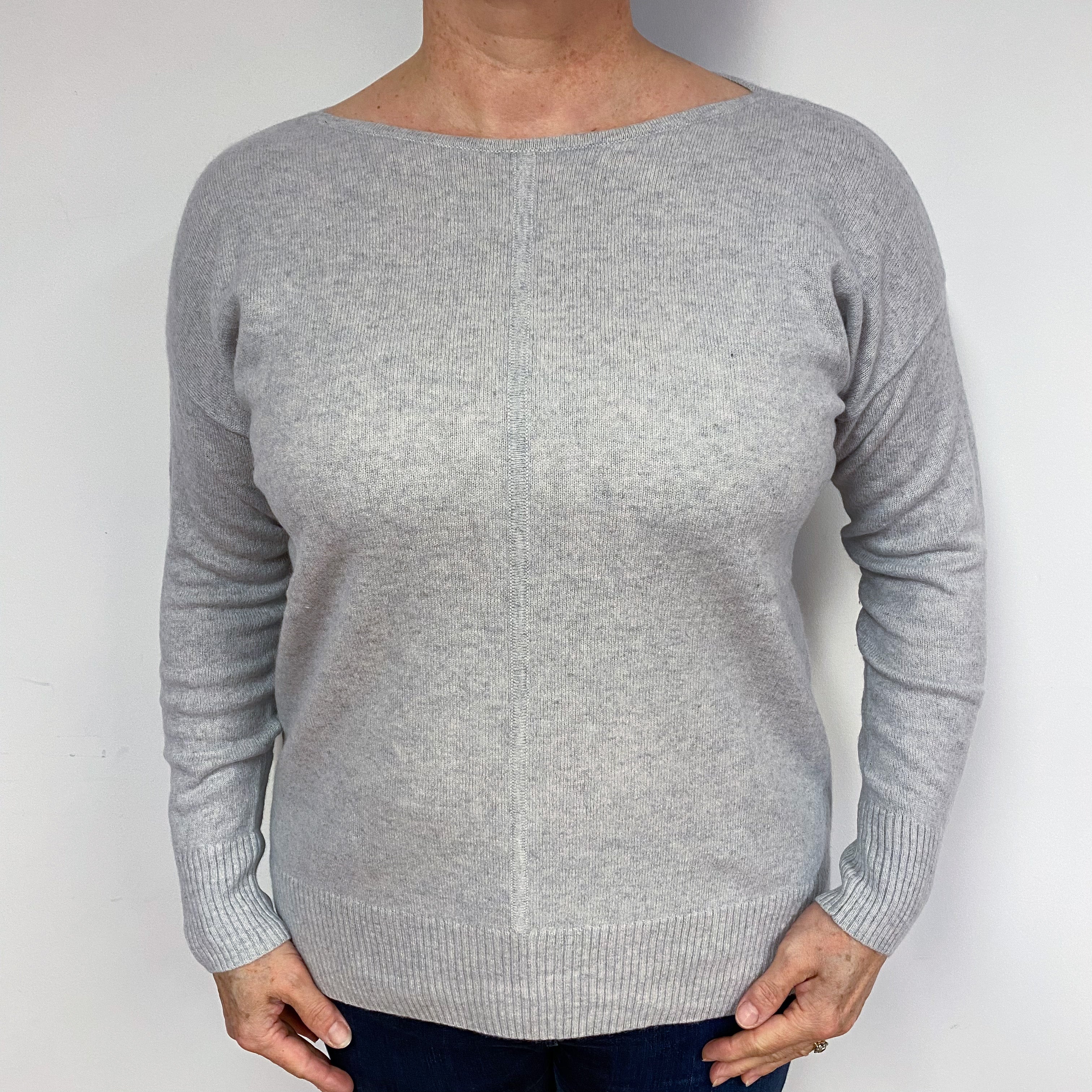 Mist Grey Cashmere Crew Neck Jumper Large