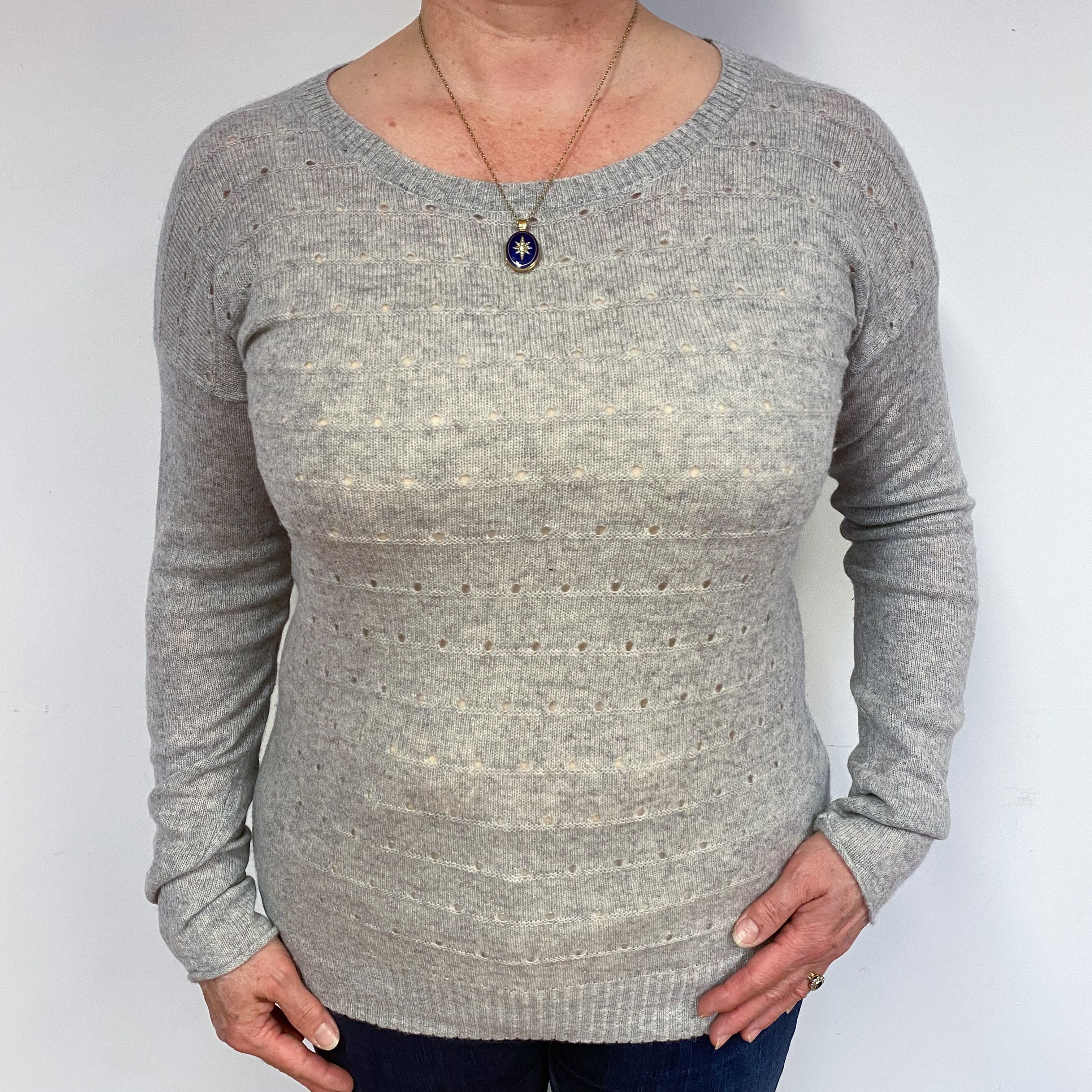 Smoke Grey Cashmere Crew Neck Jumper Large