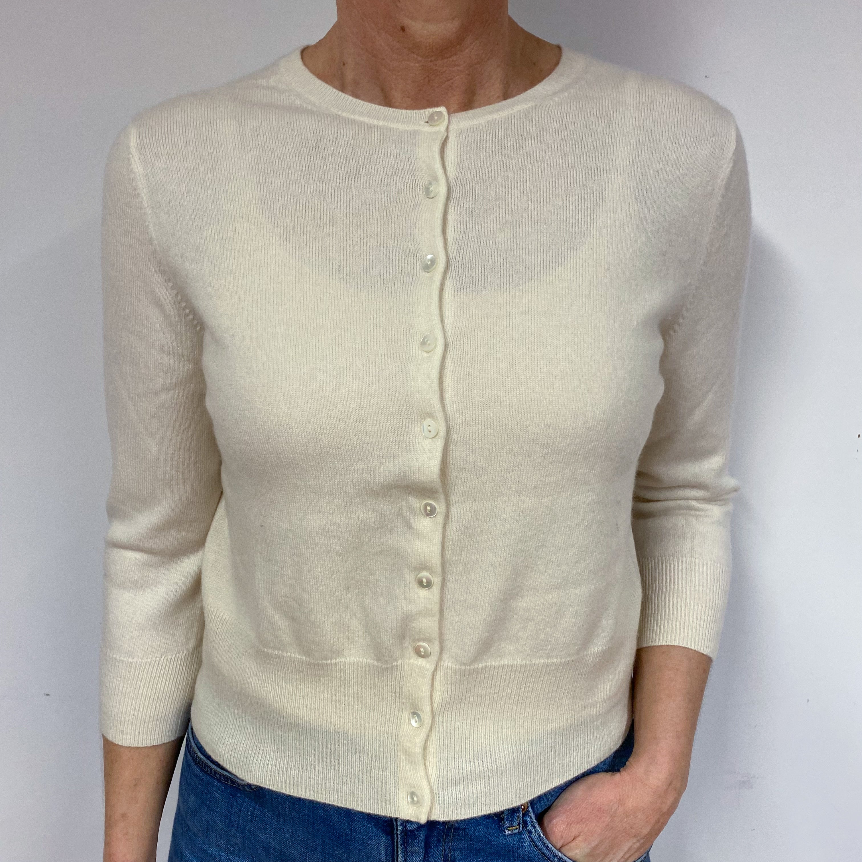 Vanilla Cream Cashmere Cardigan Medium