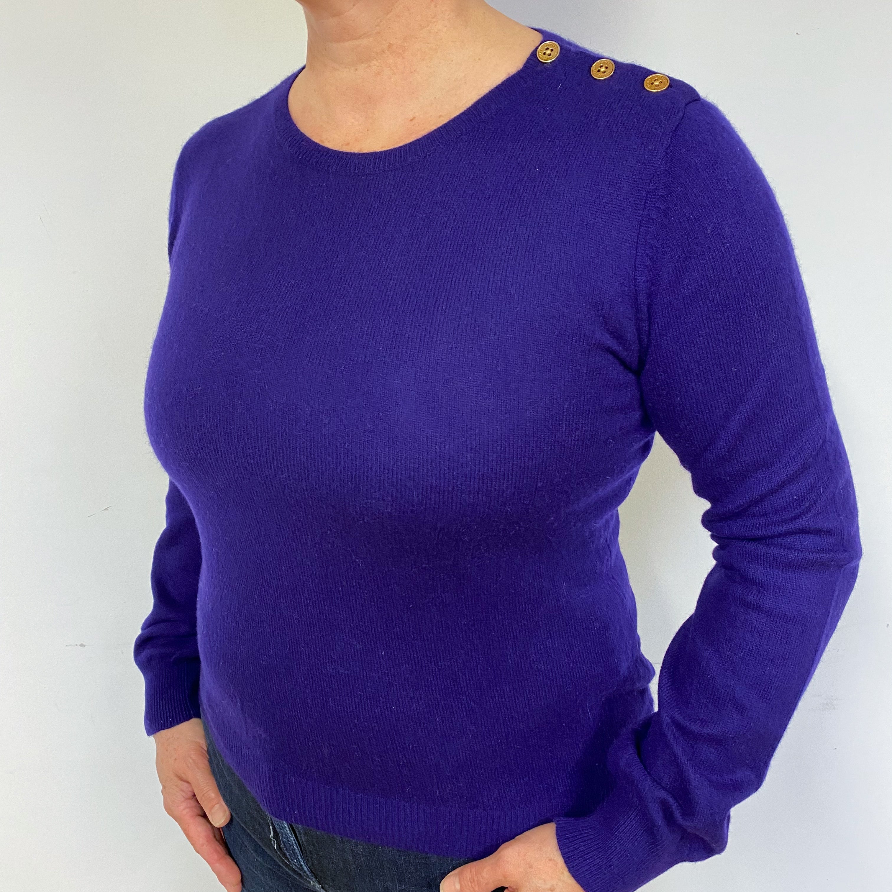 Ralph Lauren Iris Purple Cashmere Crew Neck Jumper Large.
