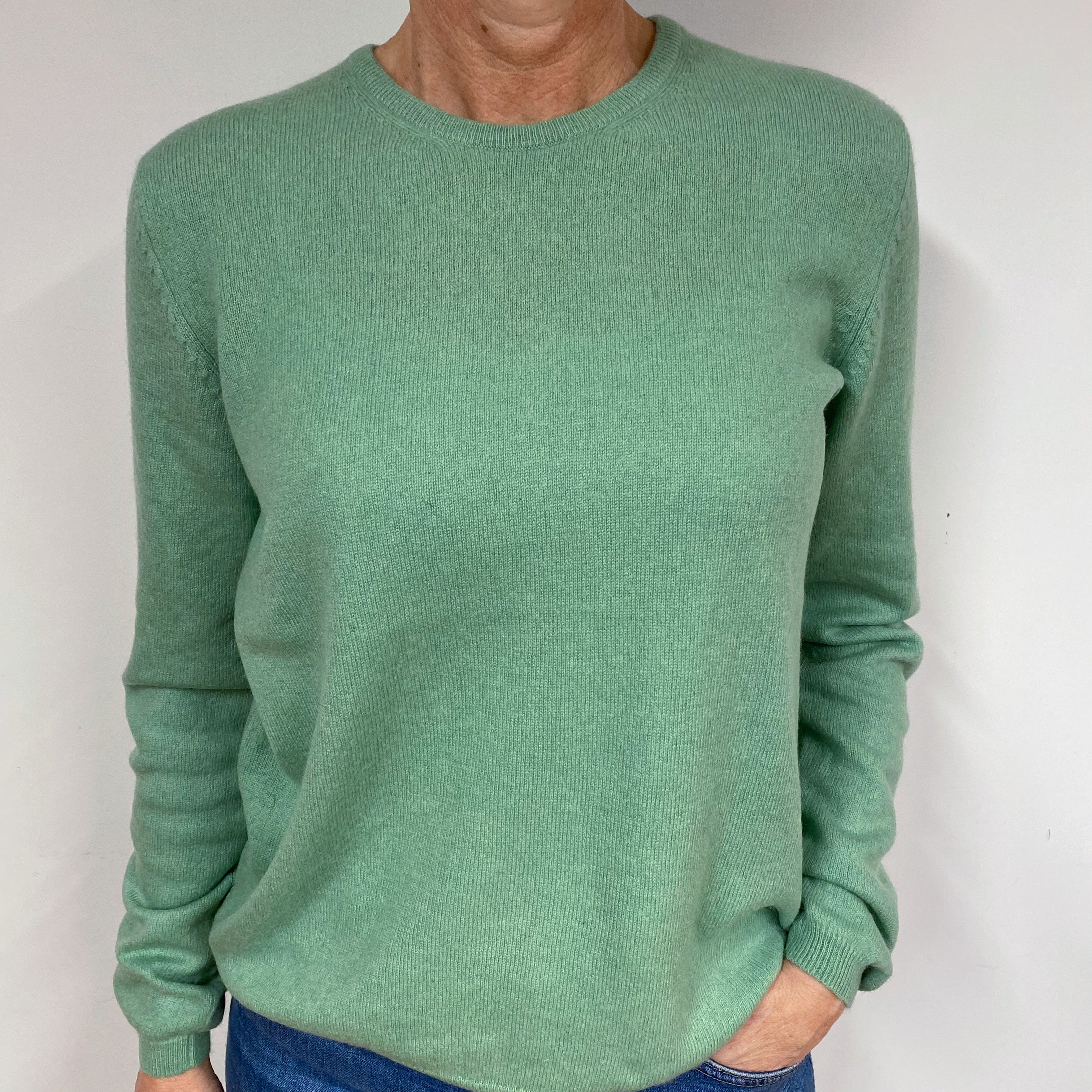 Spearmint Green Cashmere Crew Neck Jumper Medium