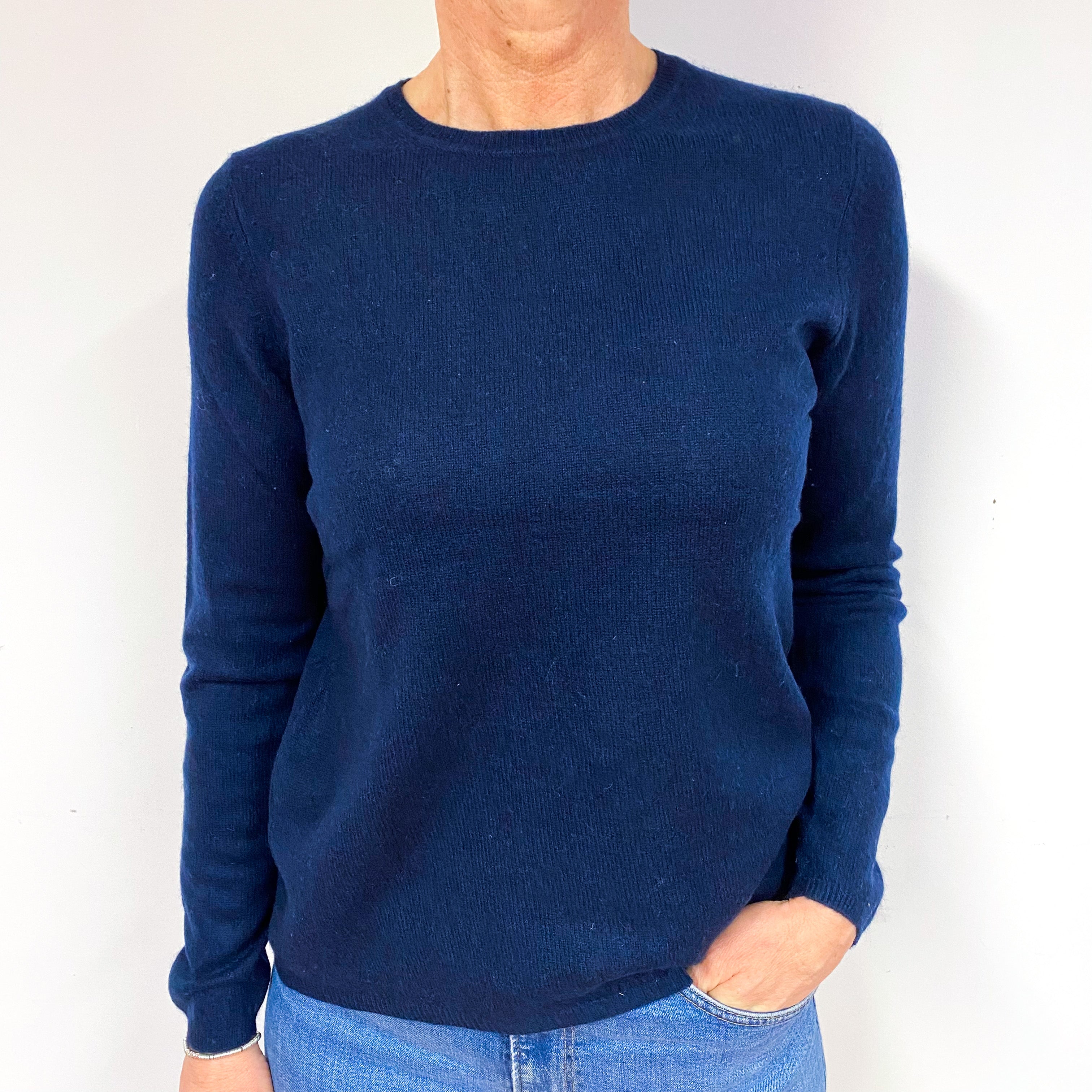 Navy Blue Cashmere Crew Neck Jumper Medium