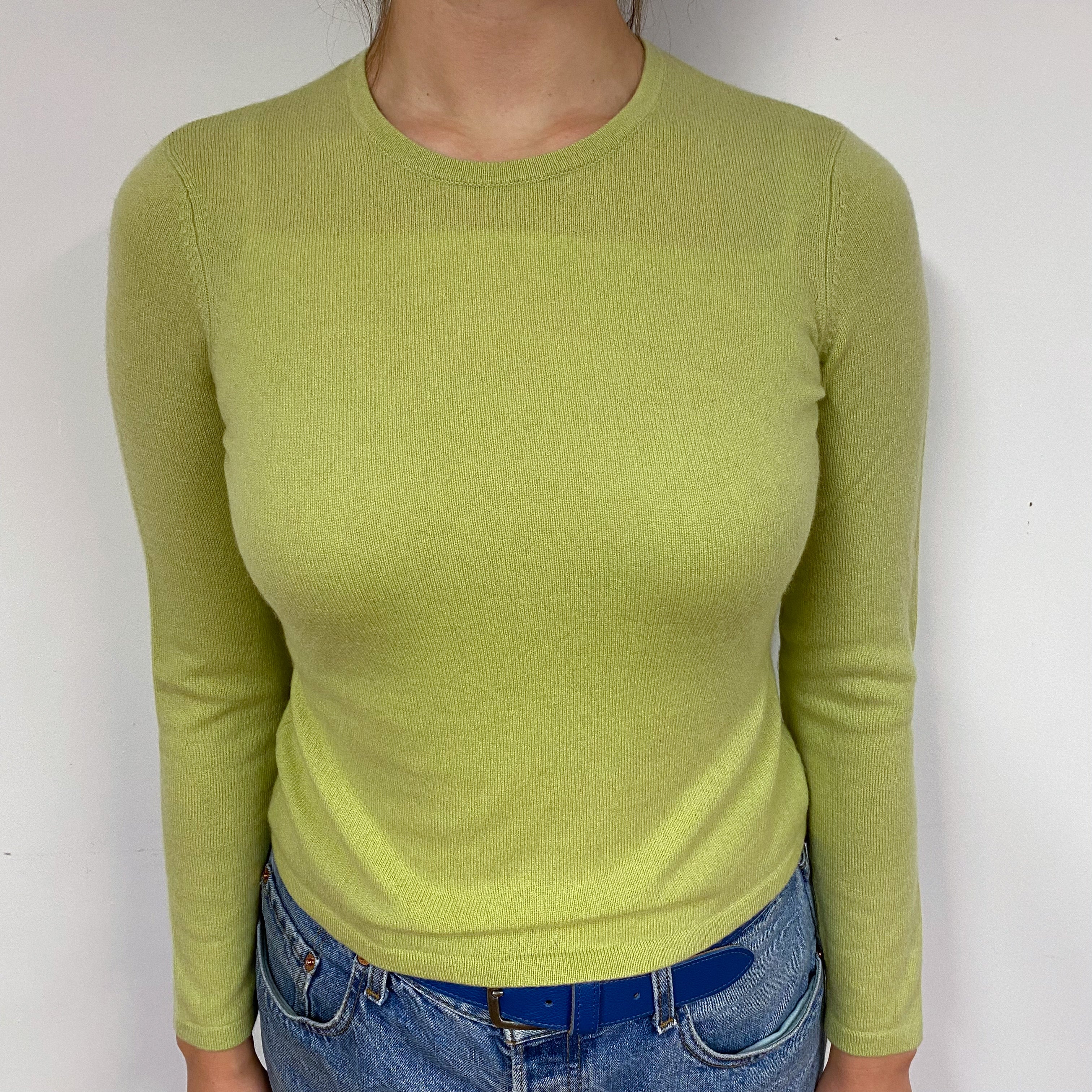 Pistachio Green Cashmere Crew Neck Jumper Small