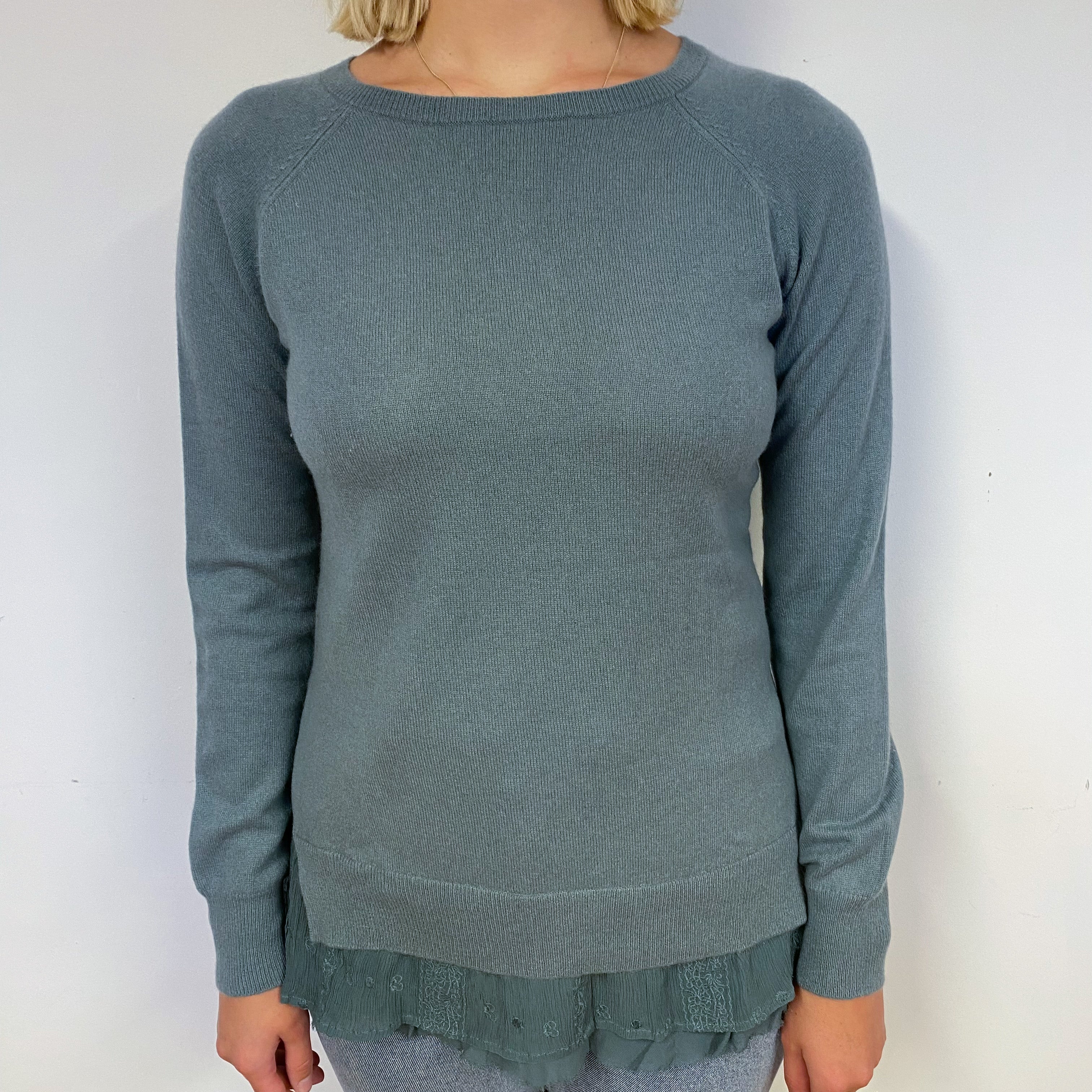 Sea Green Cashmere Crew Neck Jumper Small