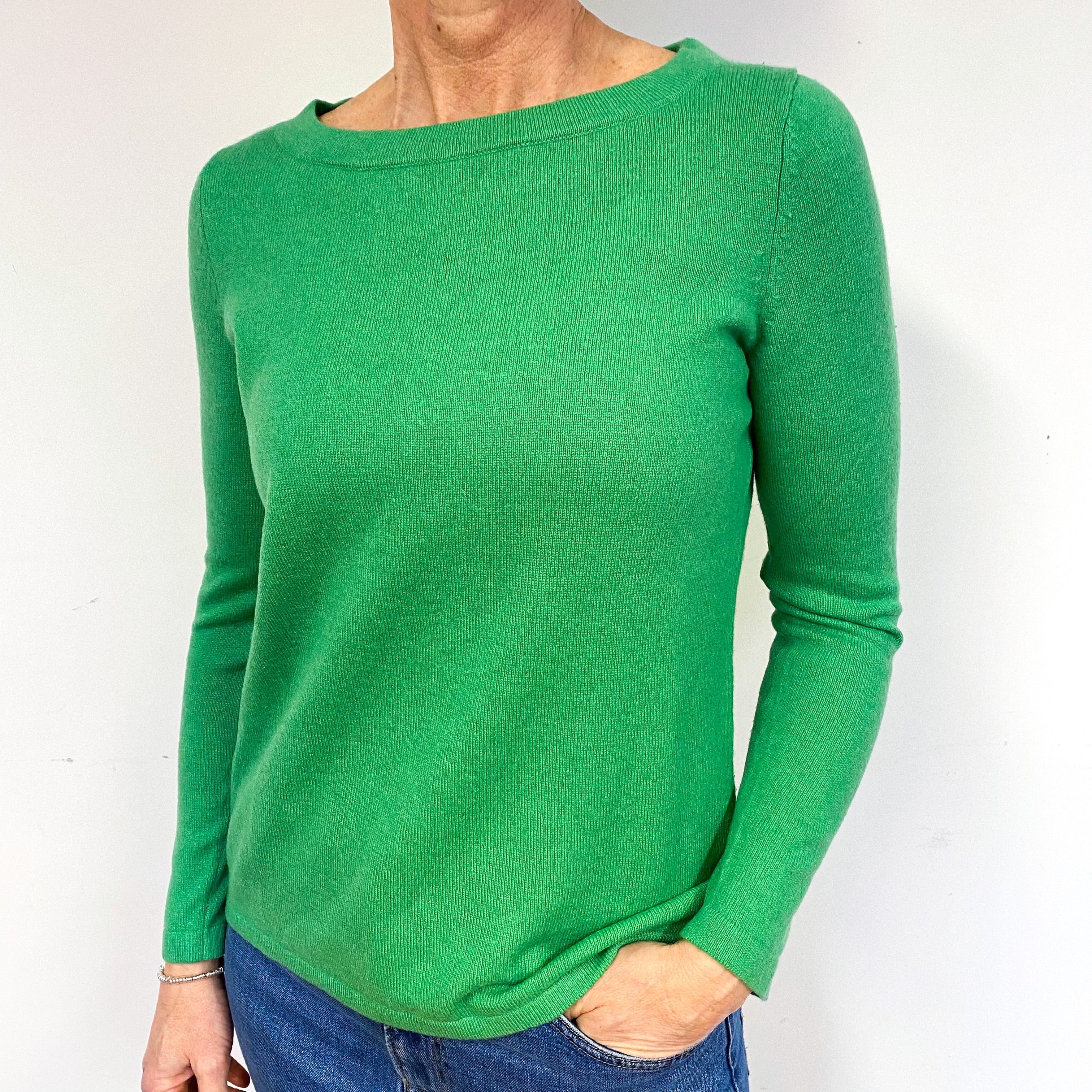 Jade Green Cashmere Crew Neck Jumper Medium