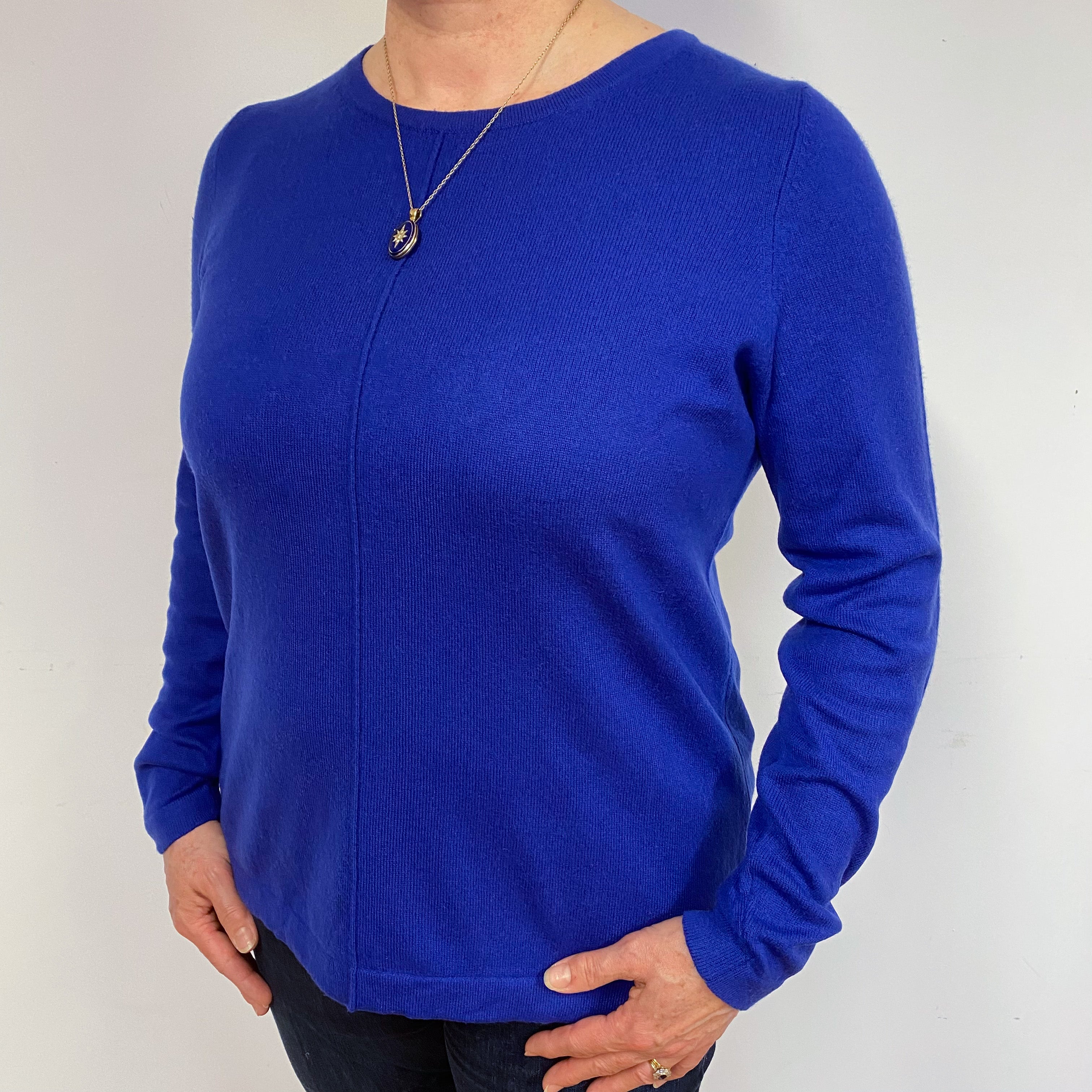 Indigo Blue Cashmere Crew Neck Jumper Large