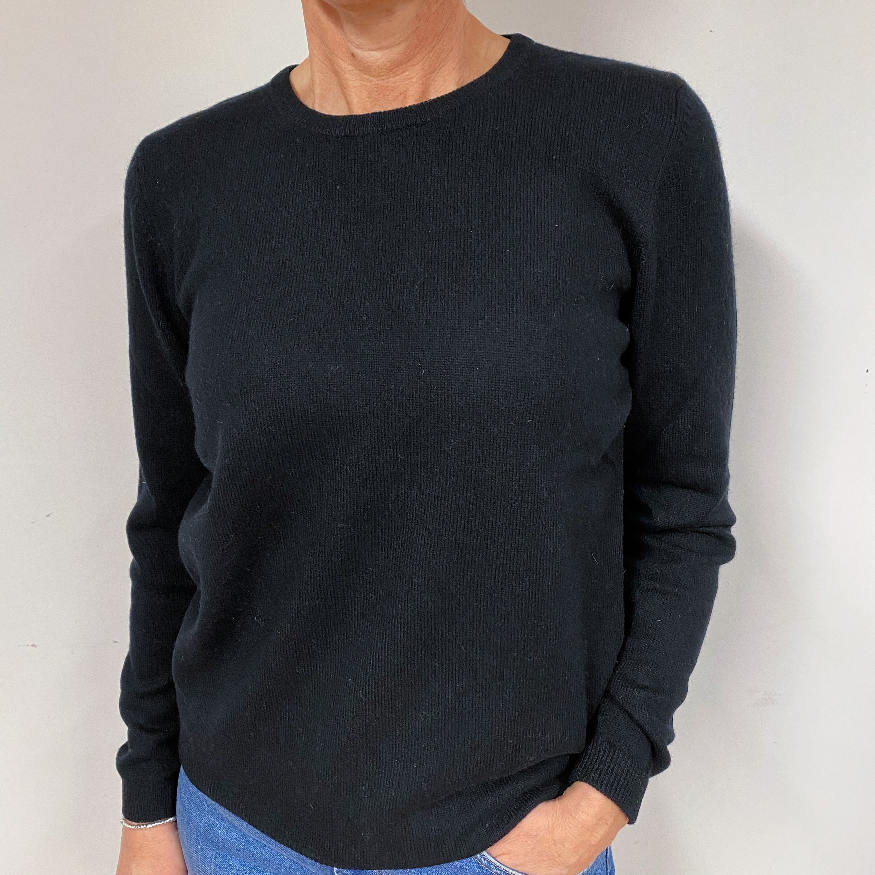 Black Cashmere Crew Neck Jumper Medium